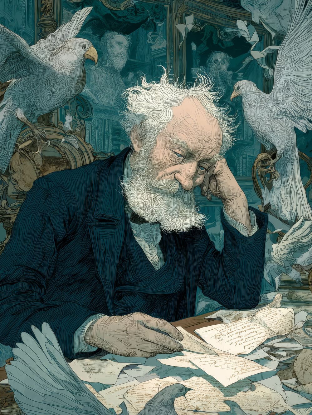 Tableau Victor Hugo & les Pigeons Farceurs