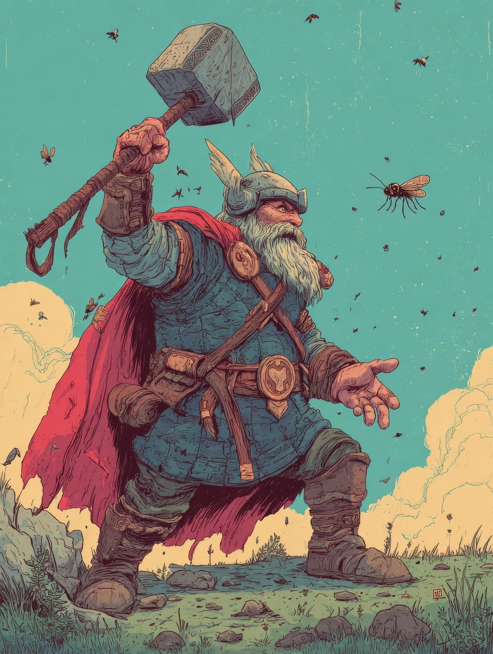 Tableau Thor Frappe les Mouches