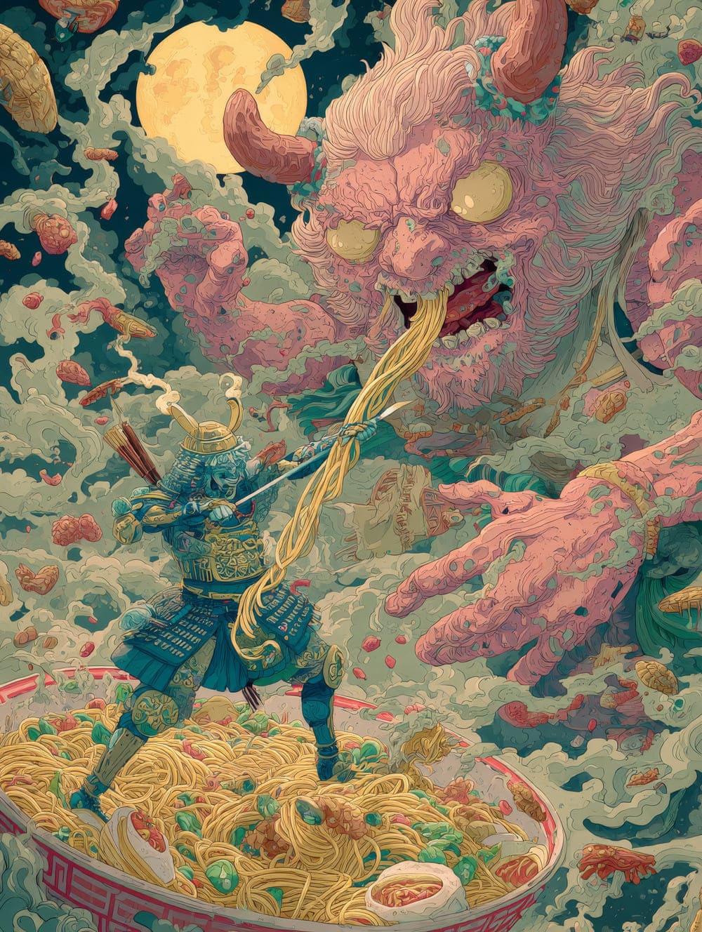 Tableau Susanoo Combat avec du Ramen
