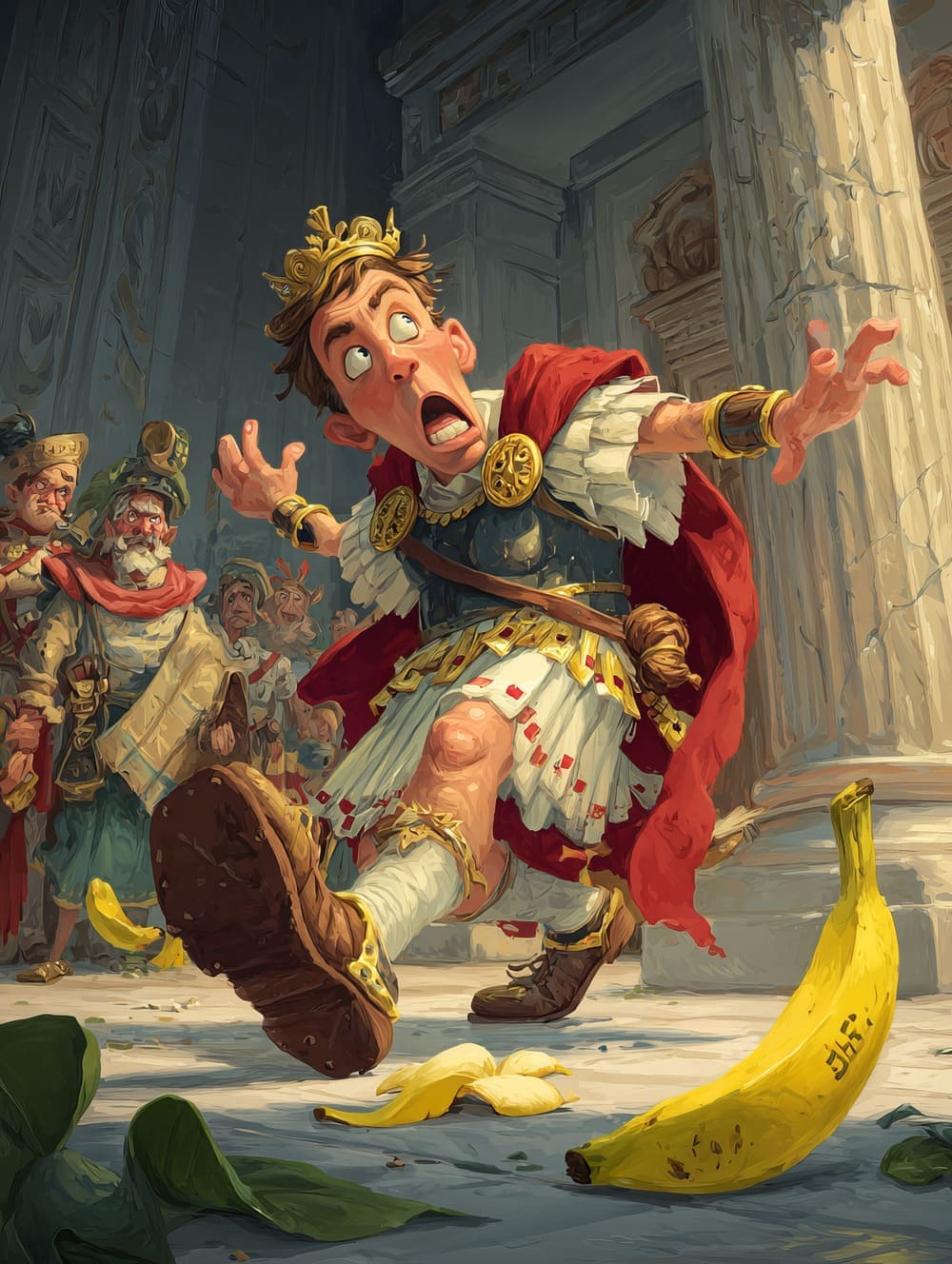 Tableau Jules César Glisse sur une Peau de Banane