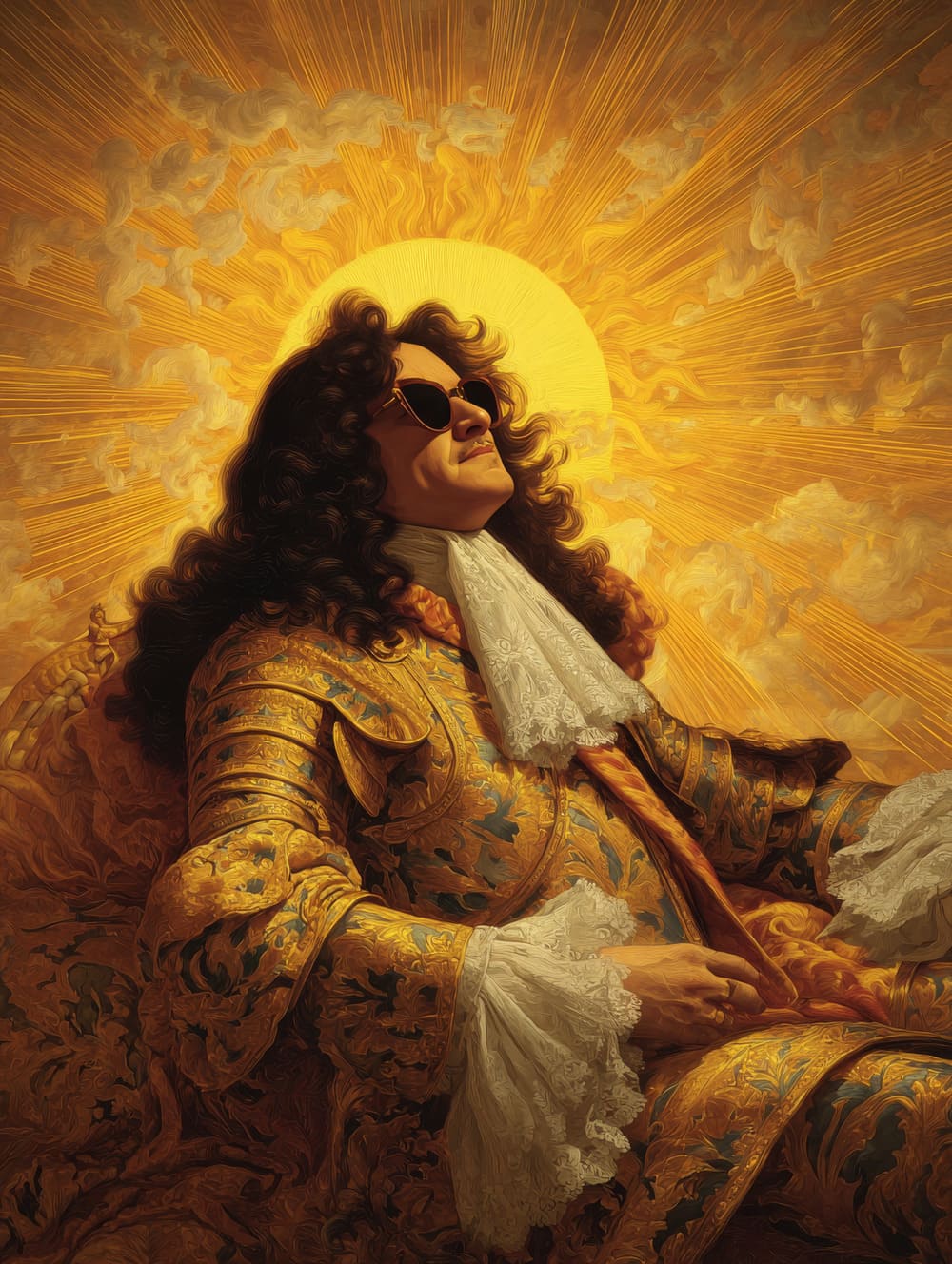 Tableau Louis XIV se Décontracte la Nouille au Soleil