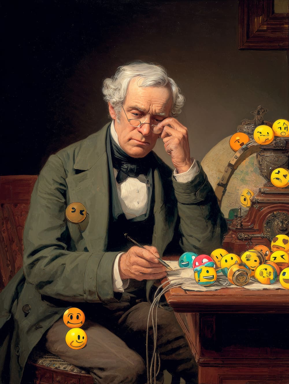 Tableau Samuel Morse Trollé par des Emojis