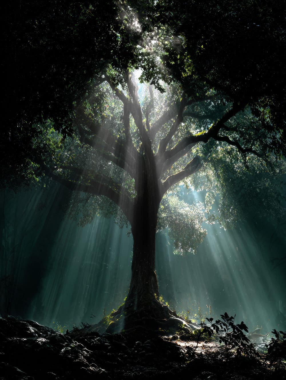 Tableau Arbre De Vie Lumière & Ombre (Clair-Obscur)