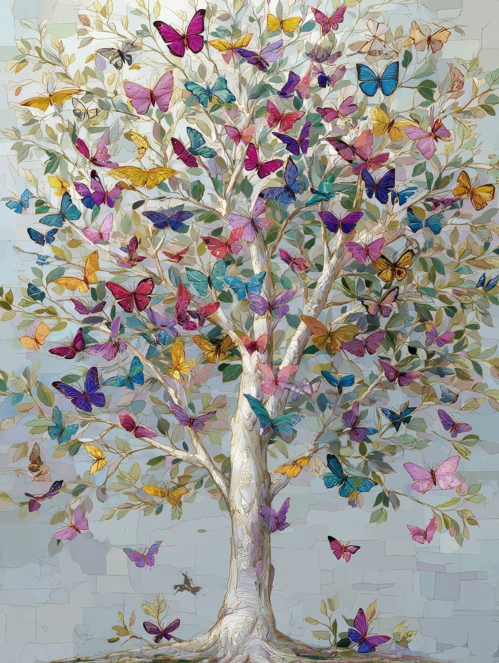 Tableau Arbre de Vie et Papillons