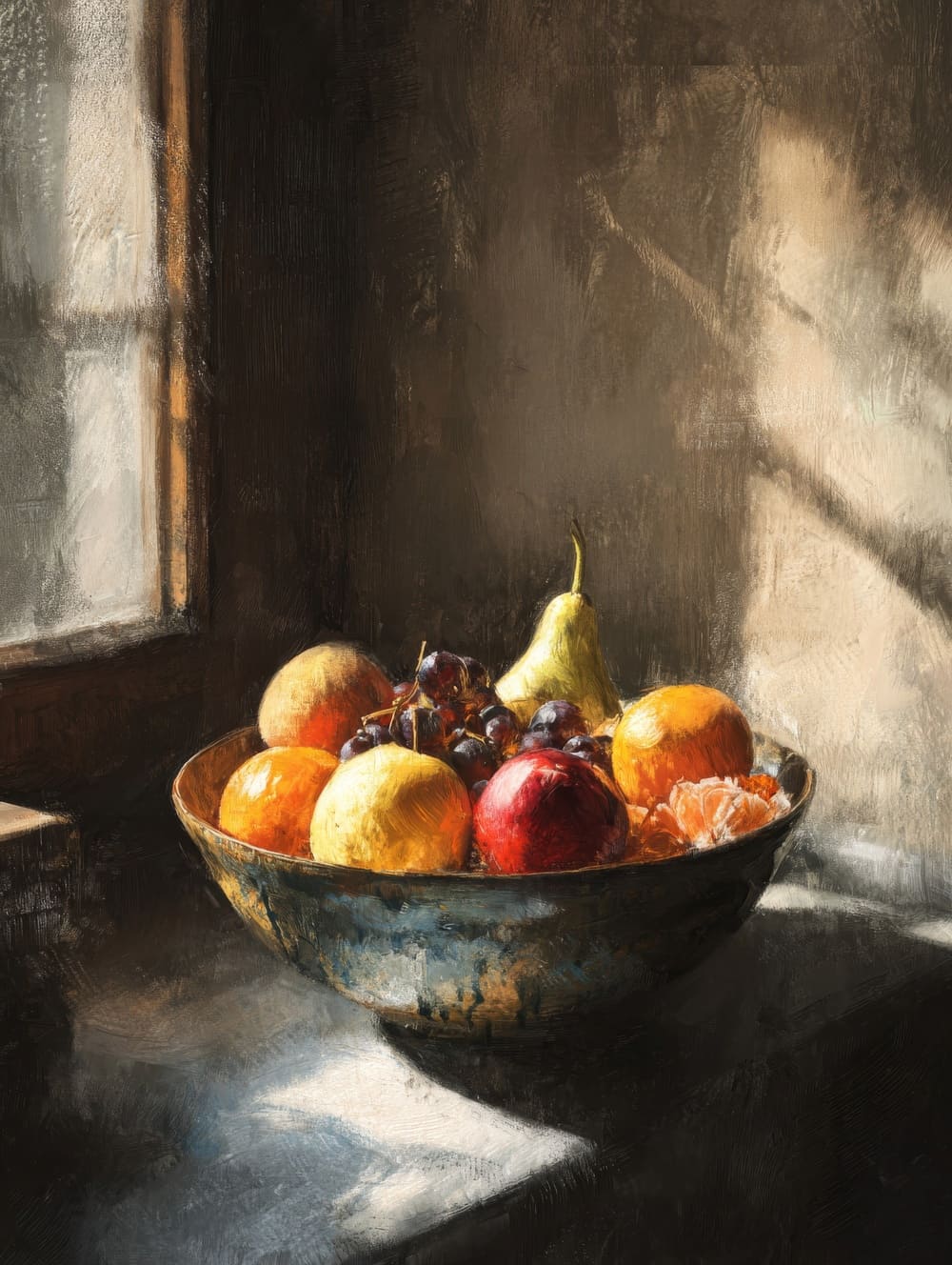 Tableau Bol De Fruits Sous Lumière Naturelle