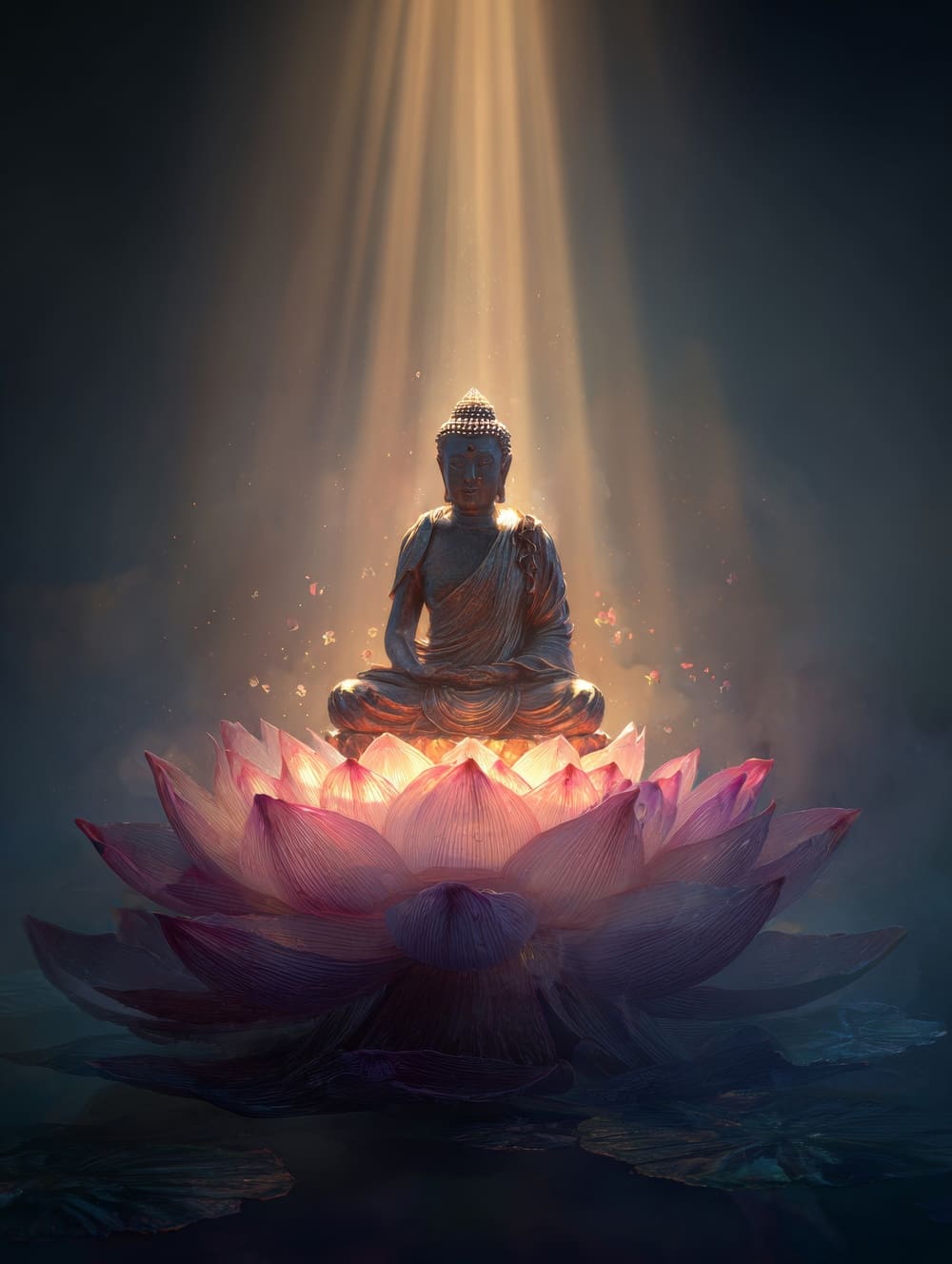 Tableau Bouddha Lotus