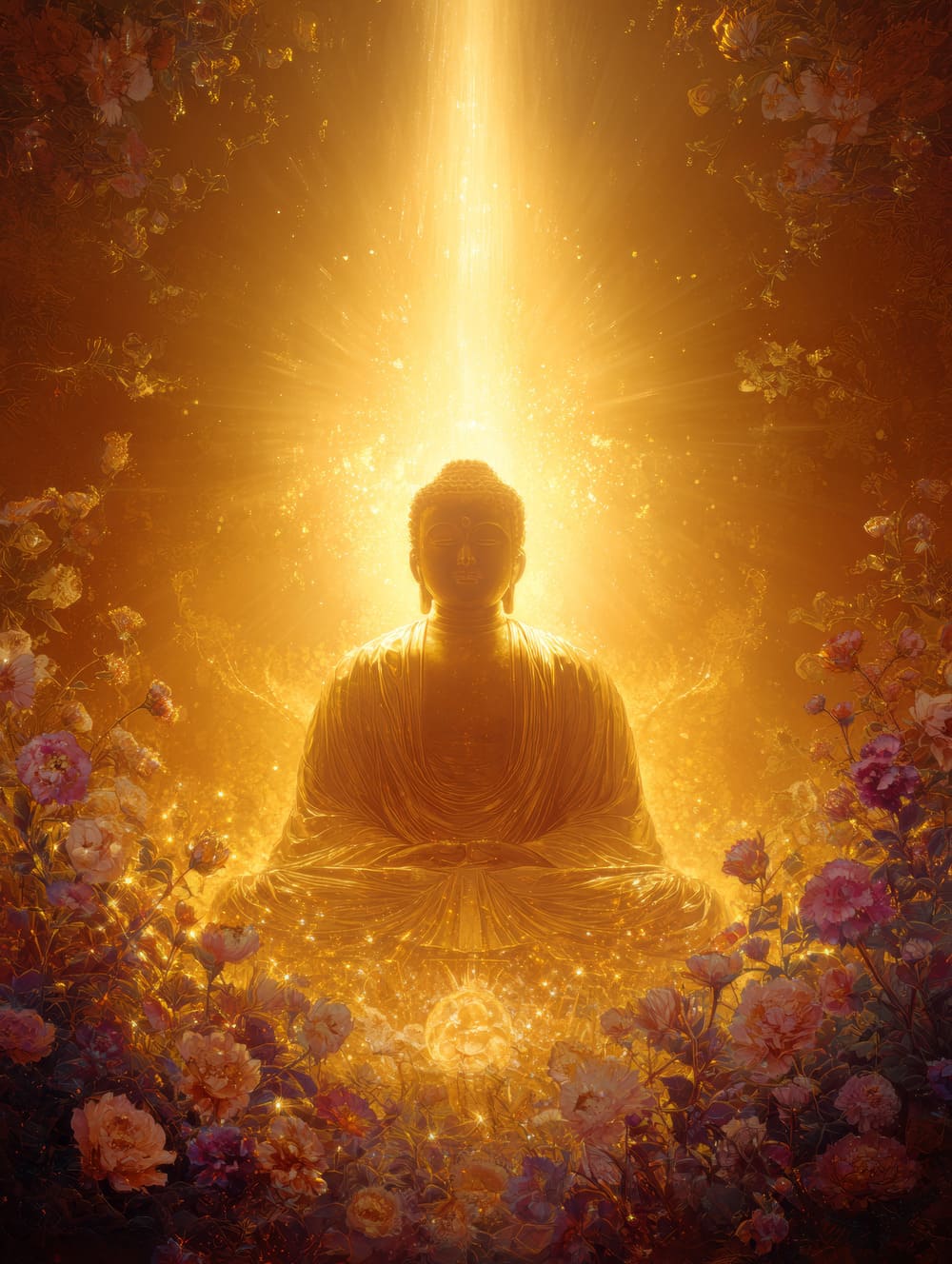 Tableau Bouddha Lumière Divine (Éveil)