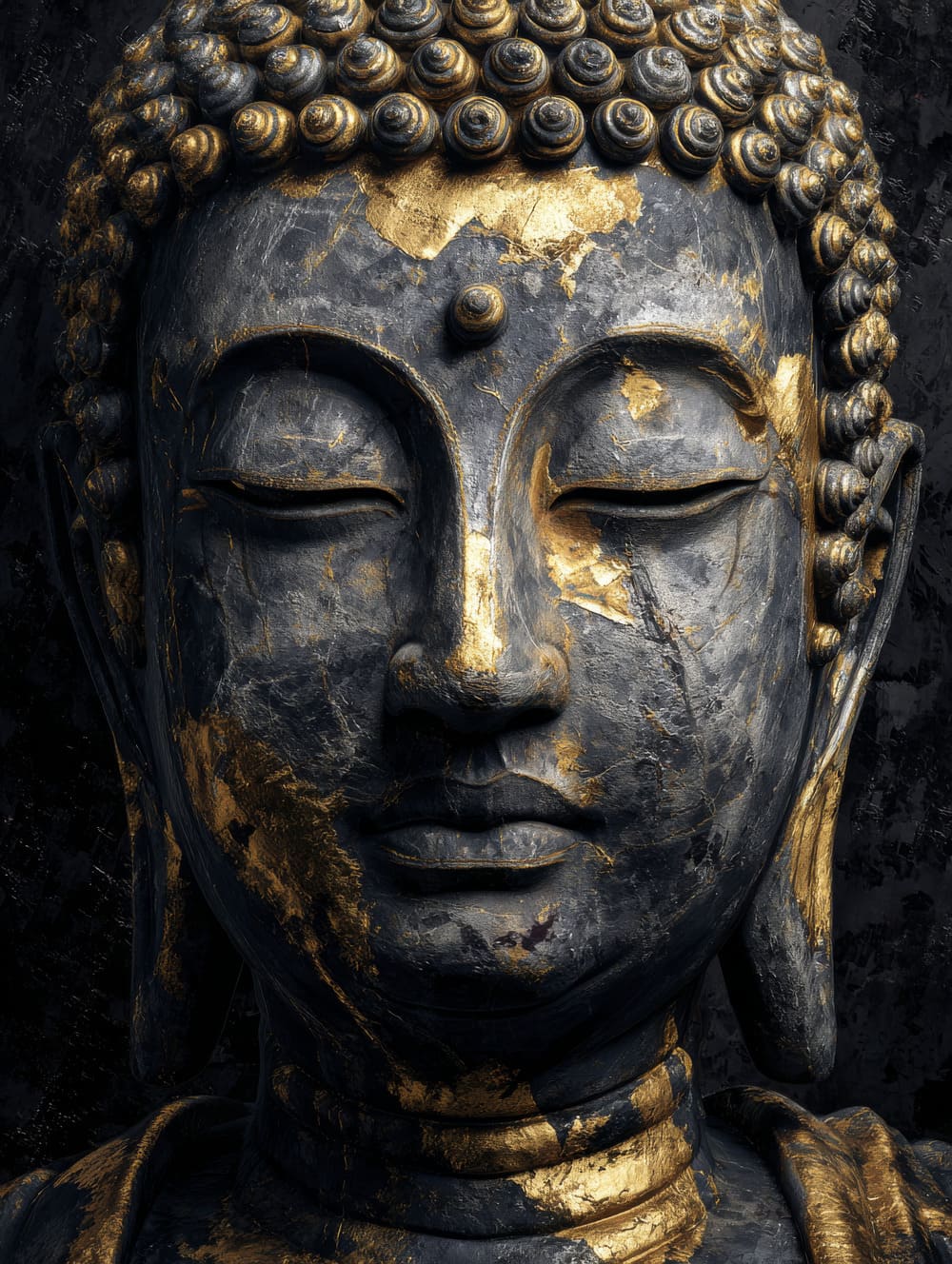 Tableau Bouddha Noir & Or (Luxe Spirituel)