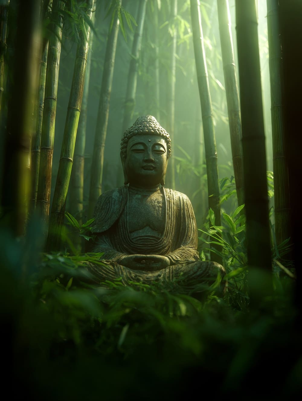 Tableau Bouddha et Bambou