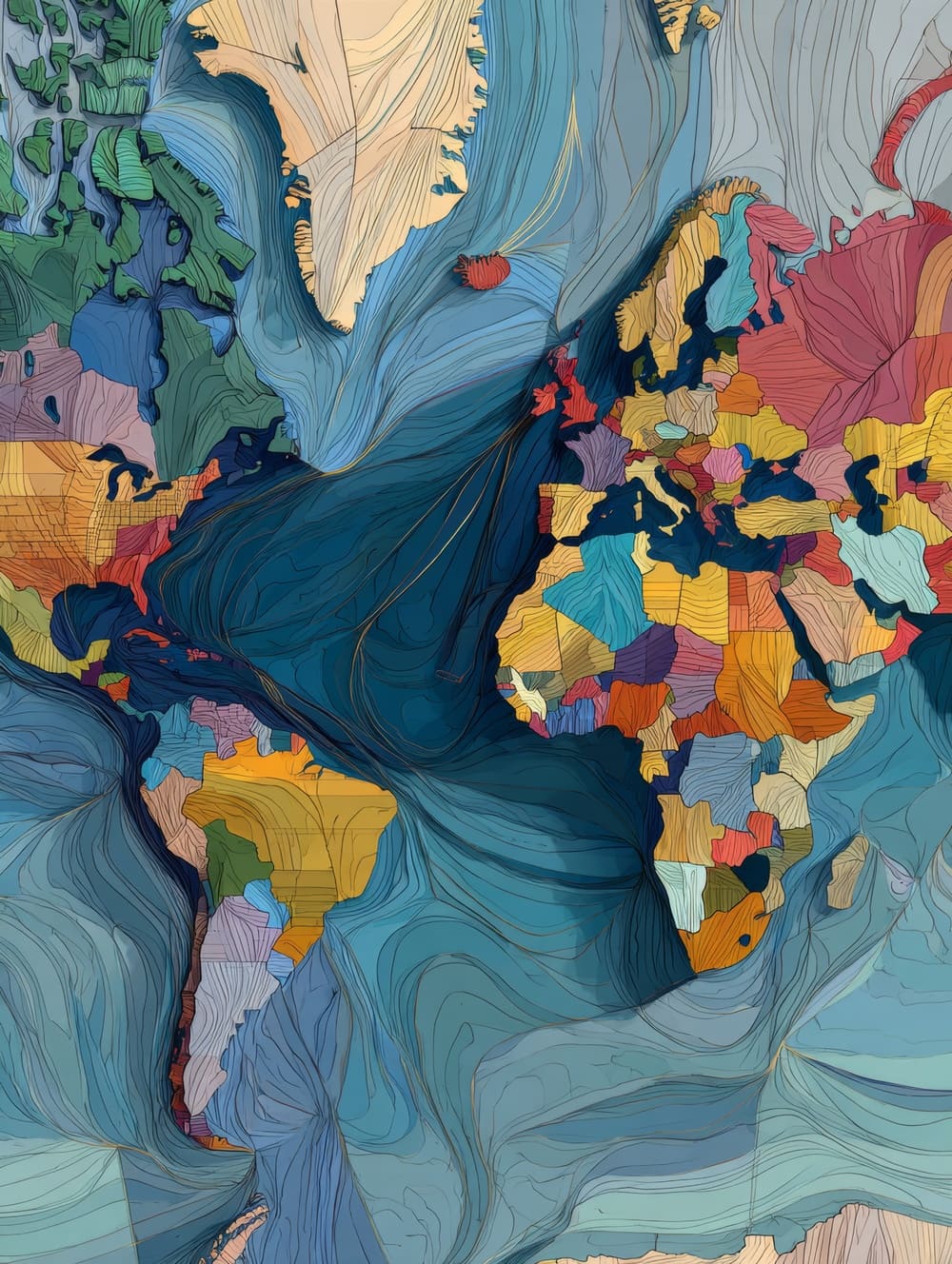 Tableau Carte du Monde Abstrait