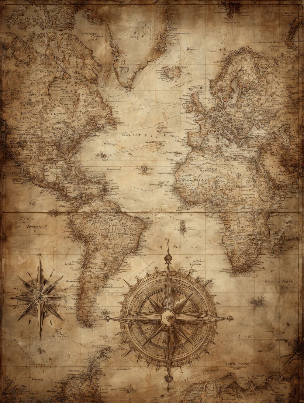 Tableau Carte du Monde Explorateur Vintage