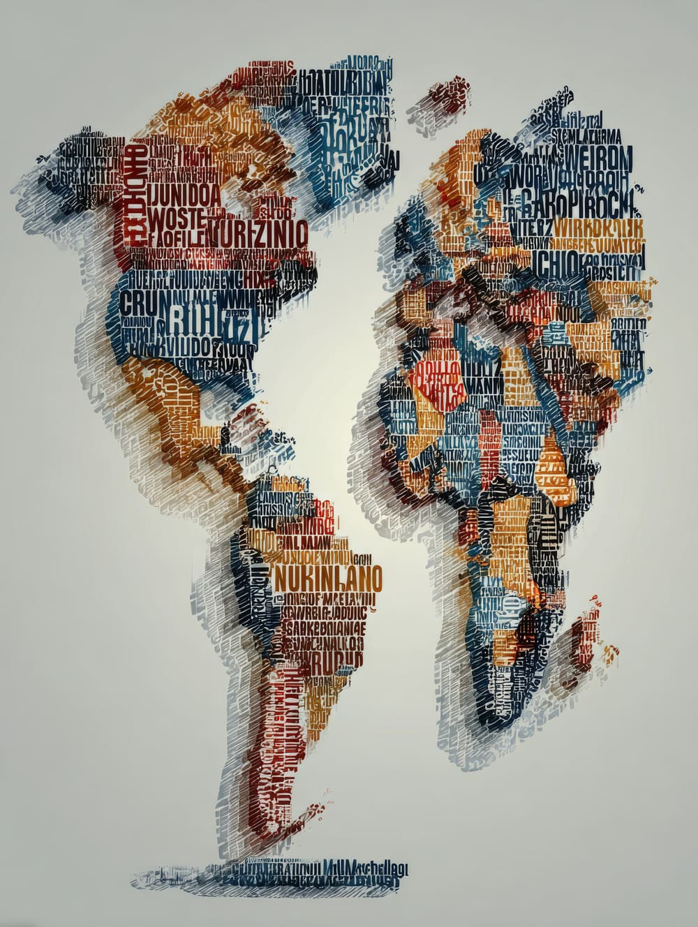 Tableau Carte du Monde Typographique