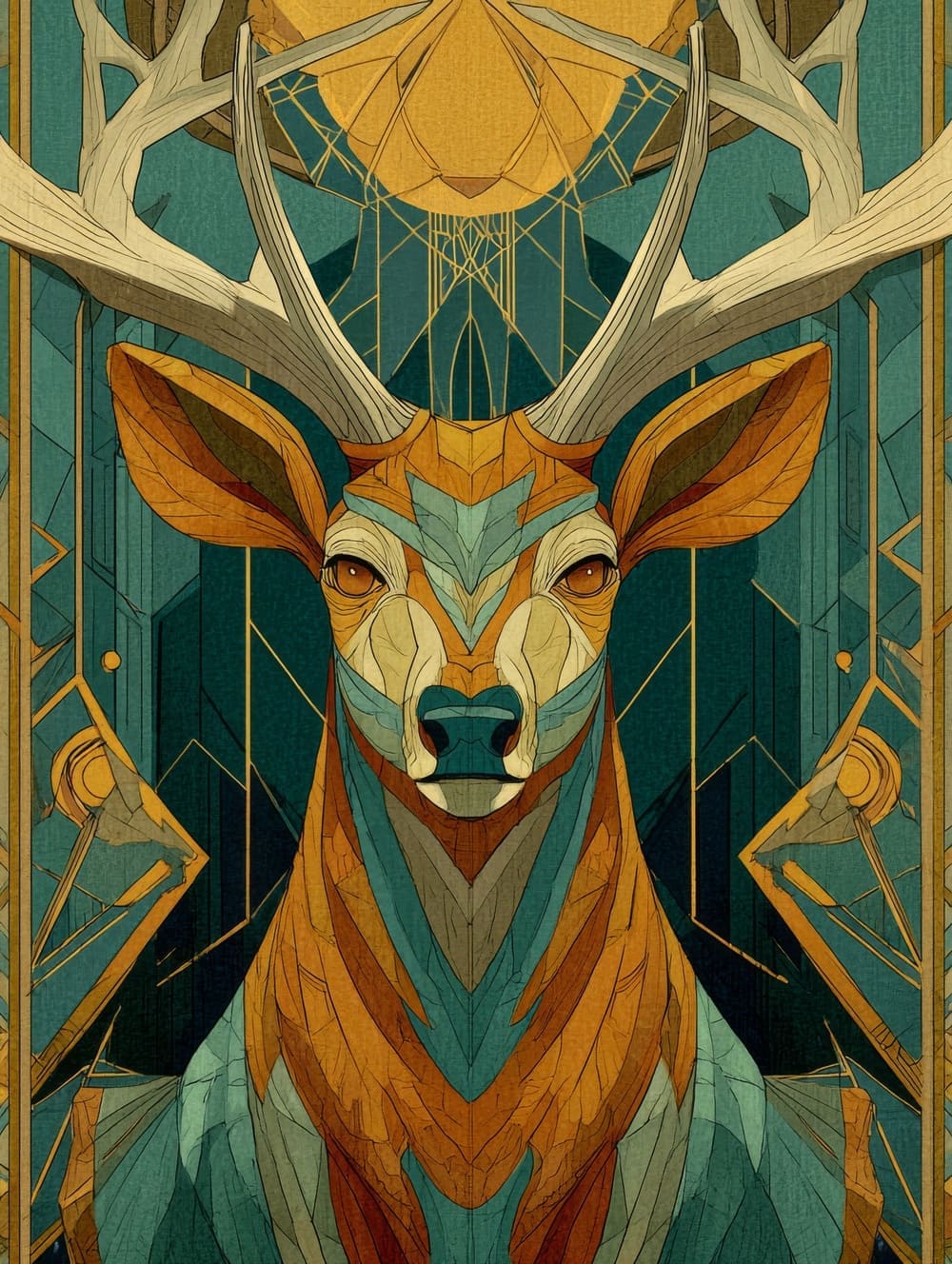 Tableau Cerf Art Déco