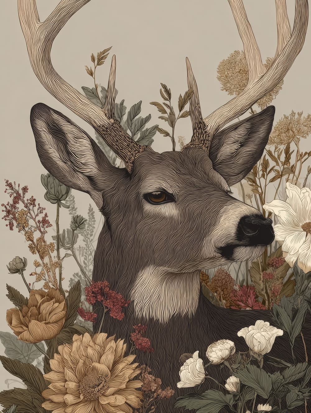 Tableau Cerf Vintage