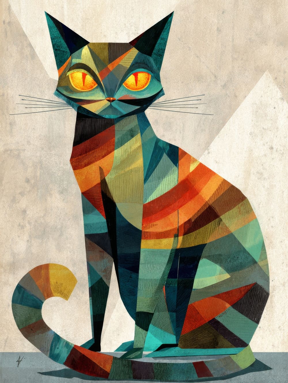 Tableau Chat Cubisme