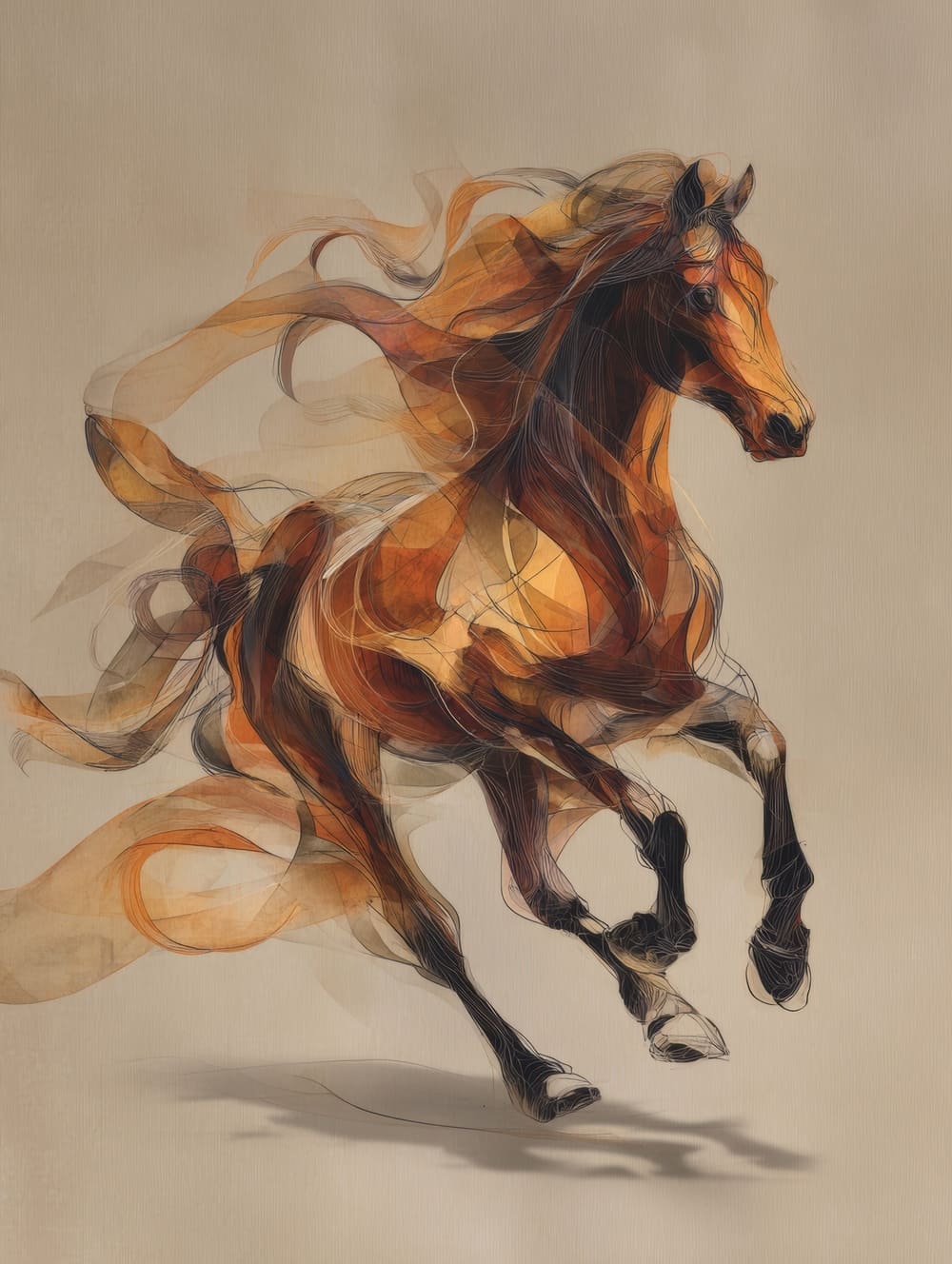 Tableau Cheval Abstrait