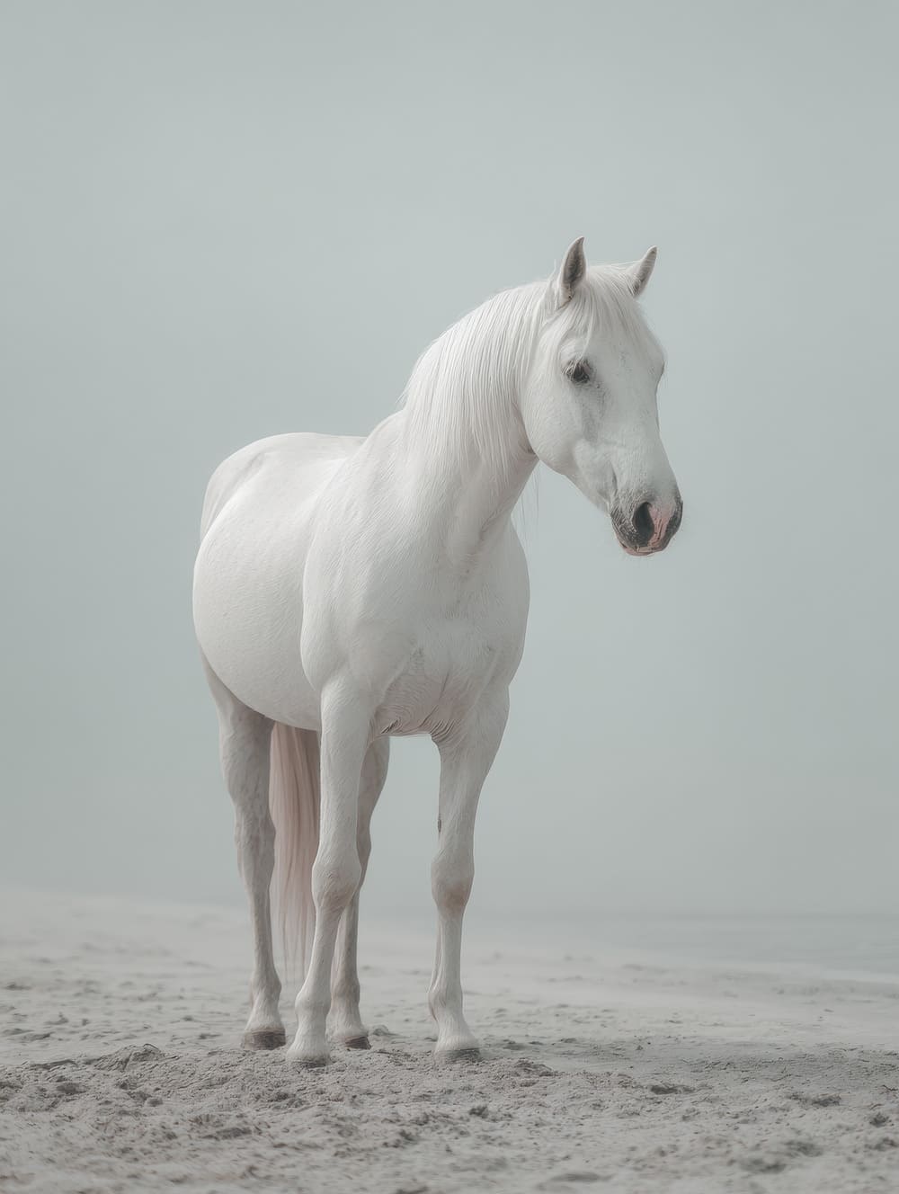 Tableau Cheval Blanc Épuré