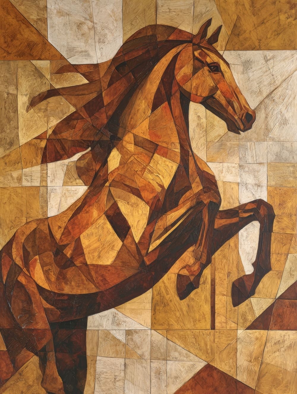 Tableau Cheval Cubisme