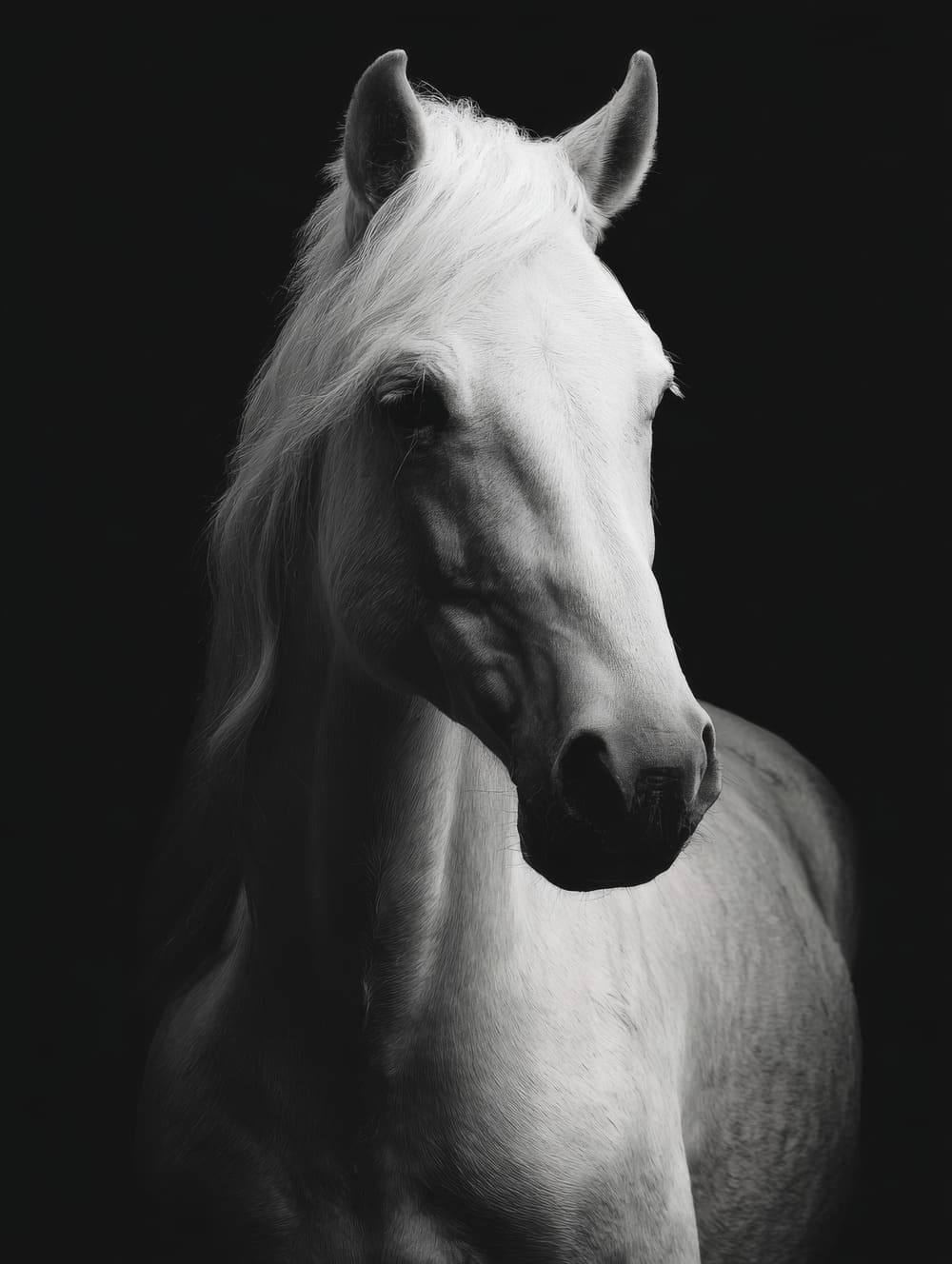 Tableau Cheval En Noir Et Blanc