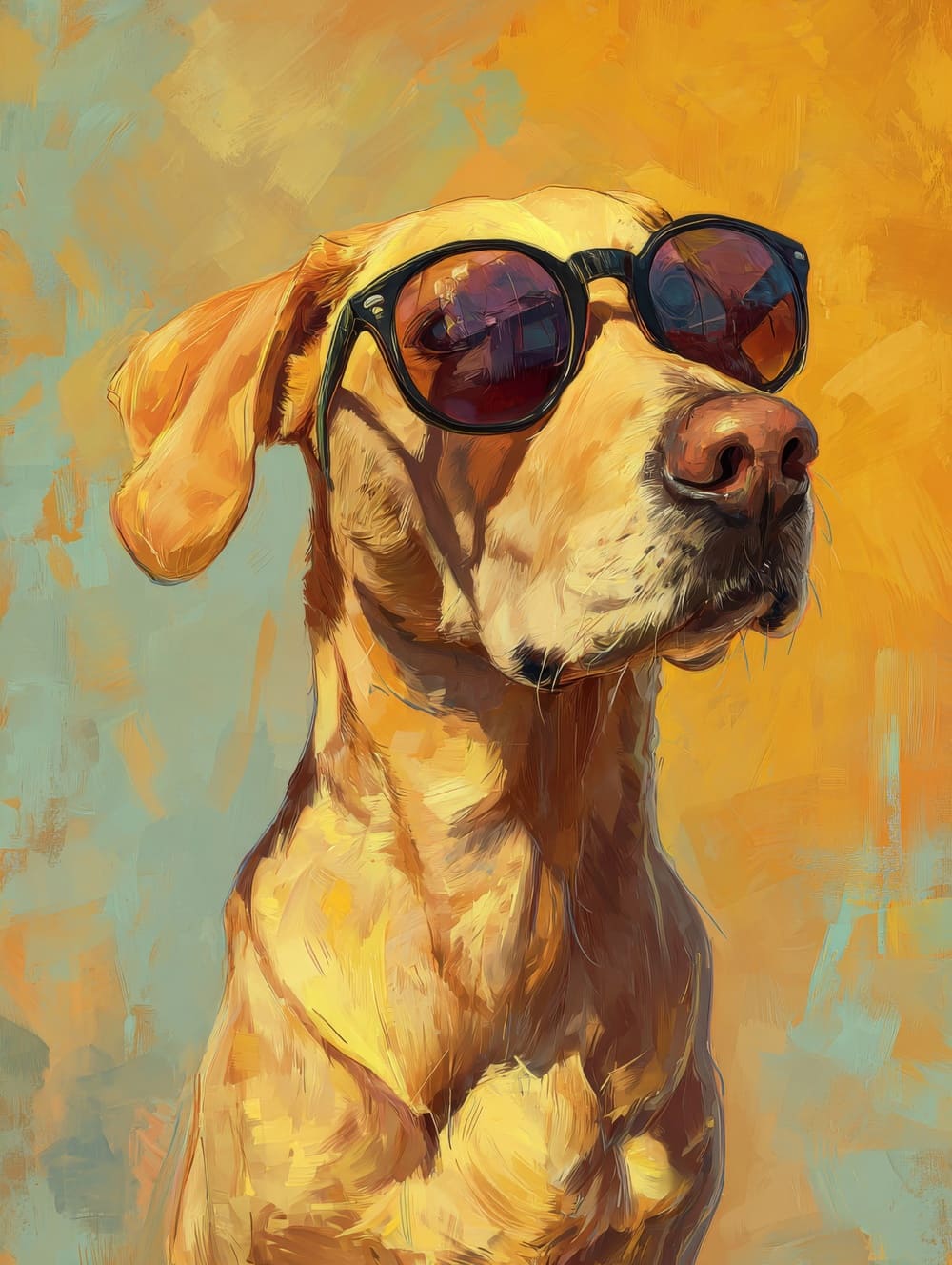 Tableau Chien à Lunettes de Soleil