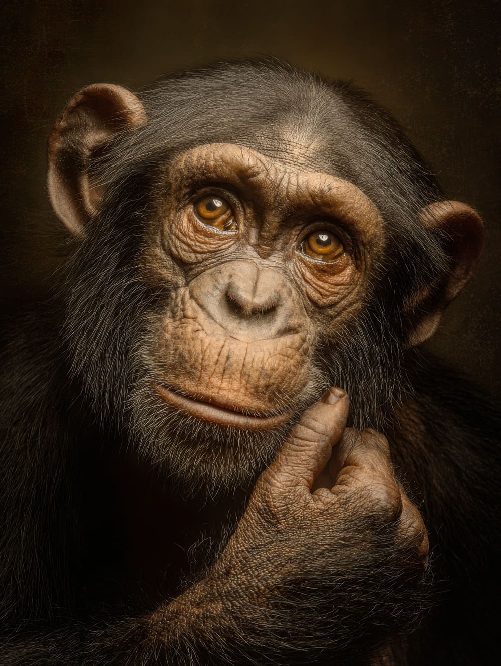 Tableau Chimpanzé Pensif (Intelligence)