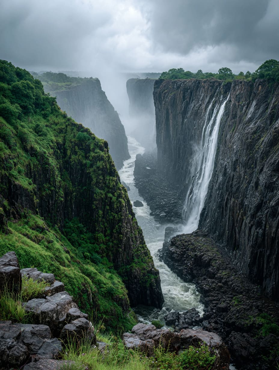 Tableau Chutes Victoria – Zambie / Zimbabwe