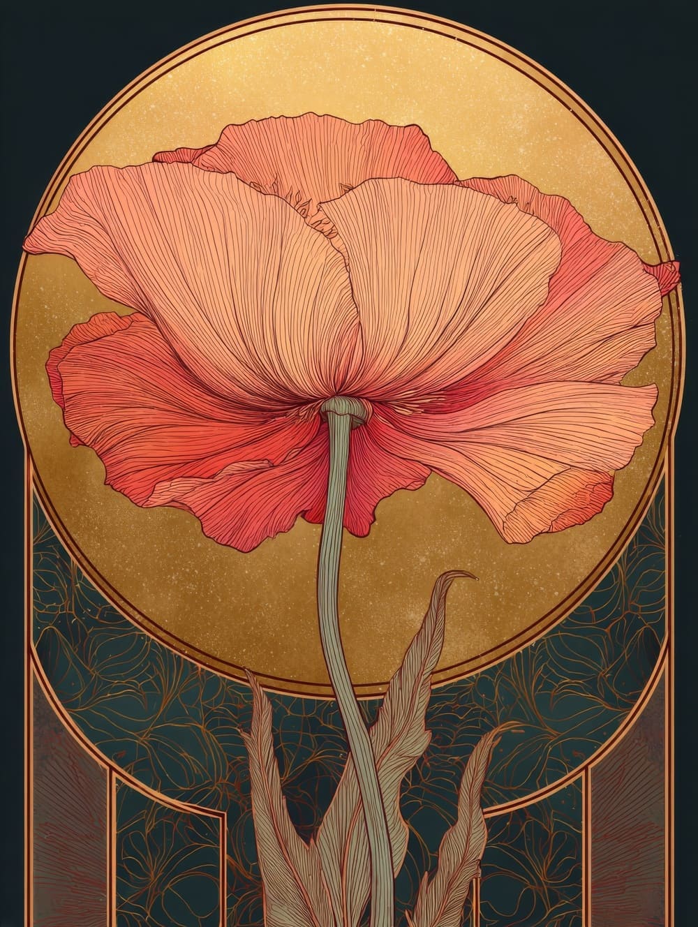 Tableau Coquelicot Art Déco