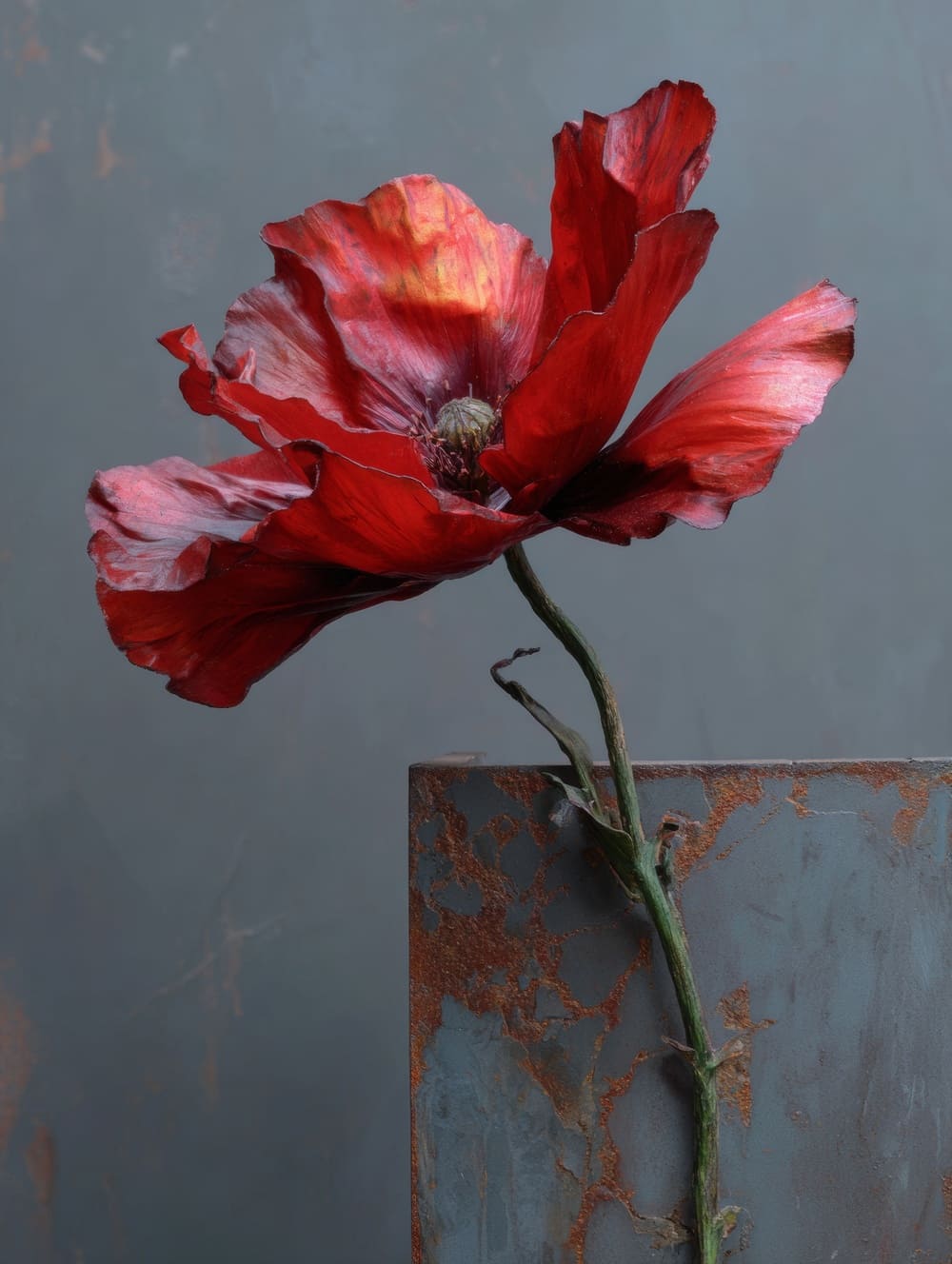Tableau Coquelicot Style Industriel