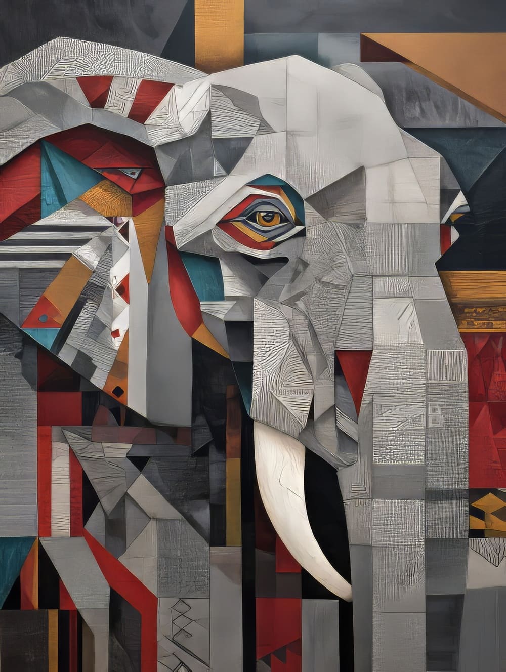 Tableau Elephant Cubisme