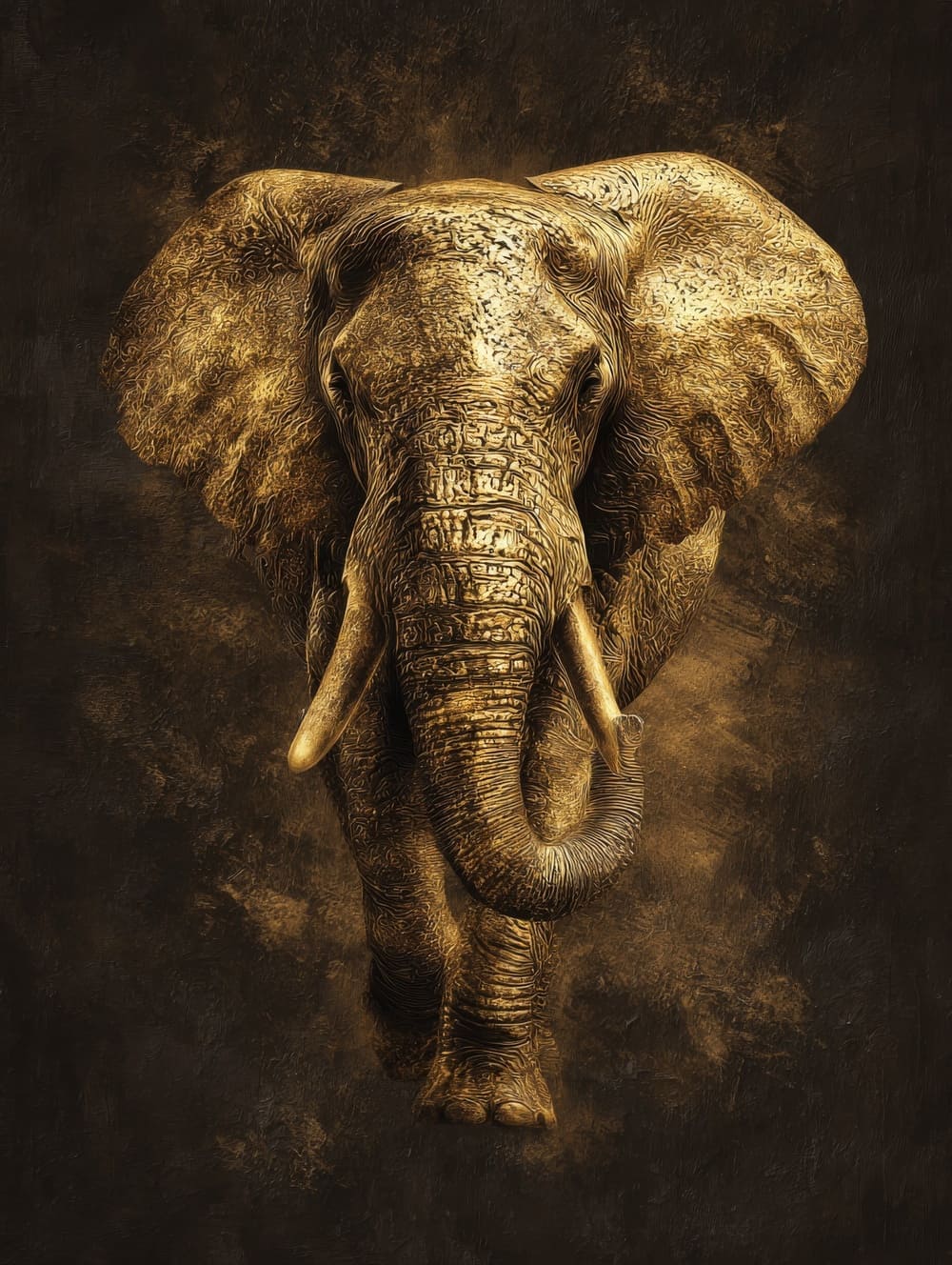 Tableau Éléphant Doré