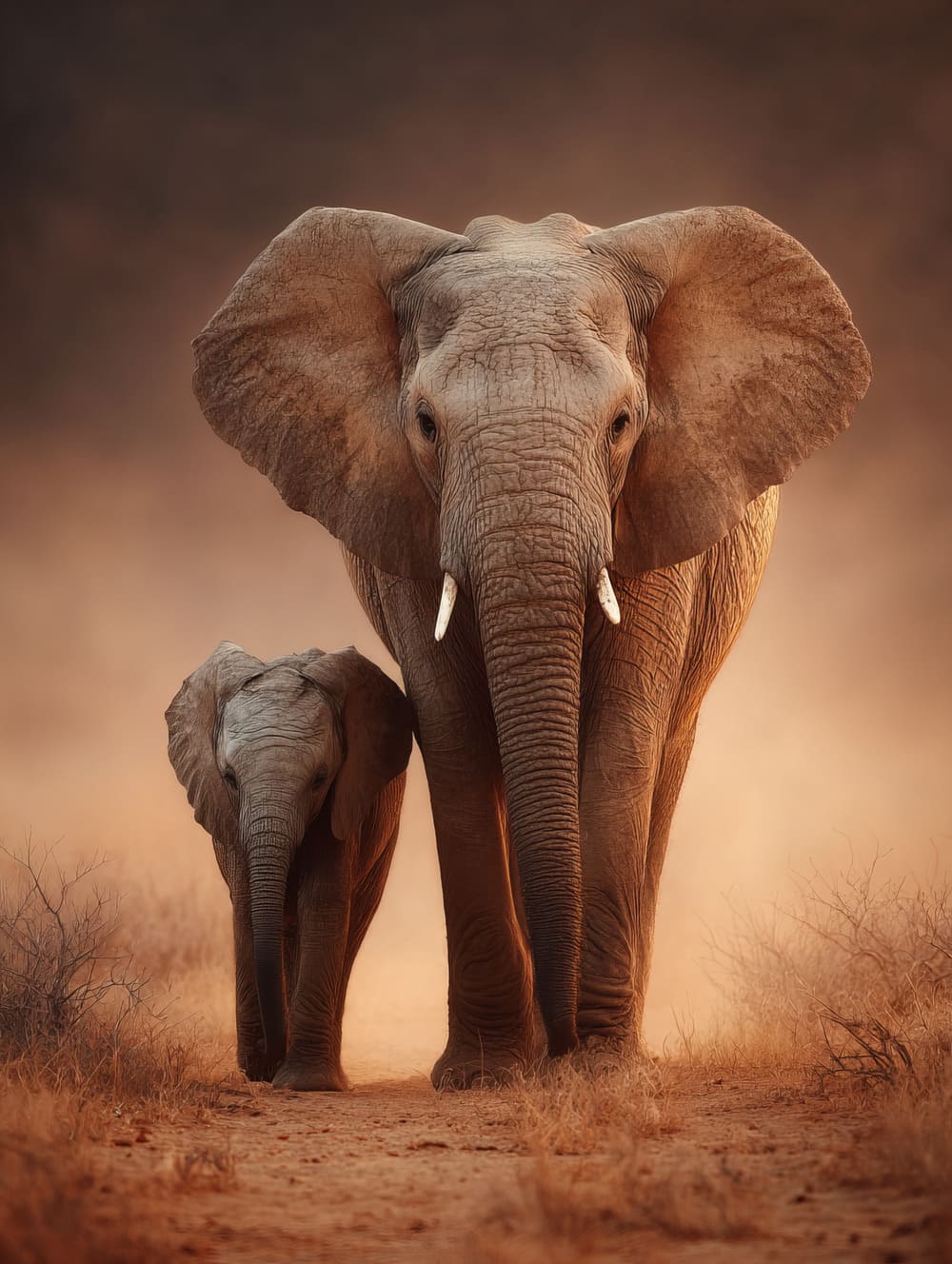 Tableau Éléphant Et Petit (Protection)