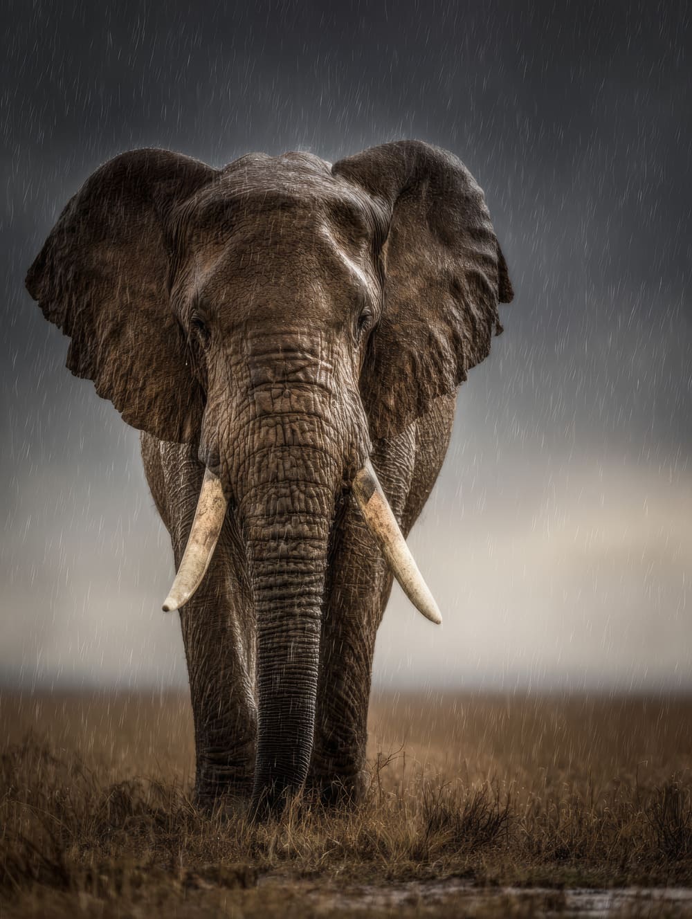 Tableau Éléphant Sous La Pluie