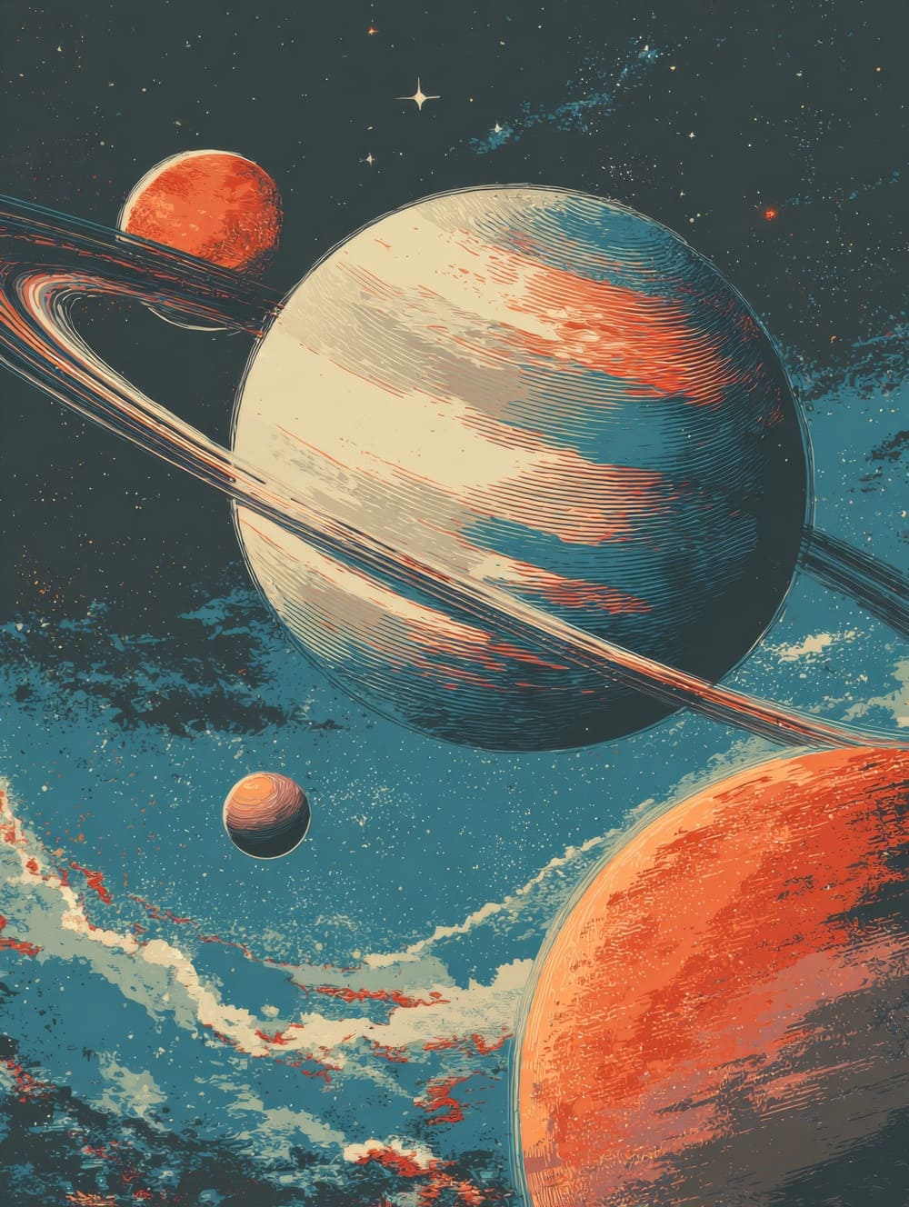 Tableau Espace & Galaxie Vintage