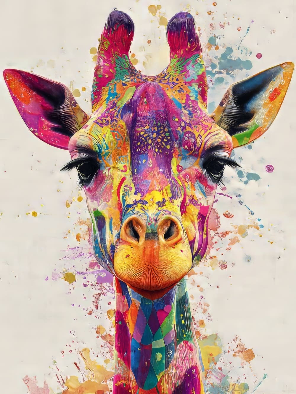 Tableau Girafe Colorée