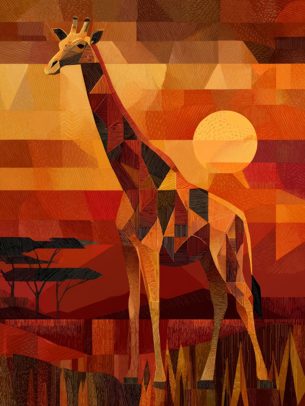 Tableau Girafe Cubisme