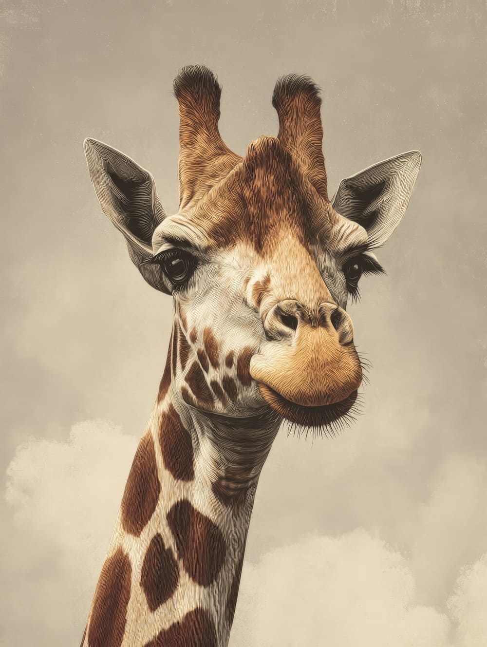 Tableau Girafe Vintage