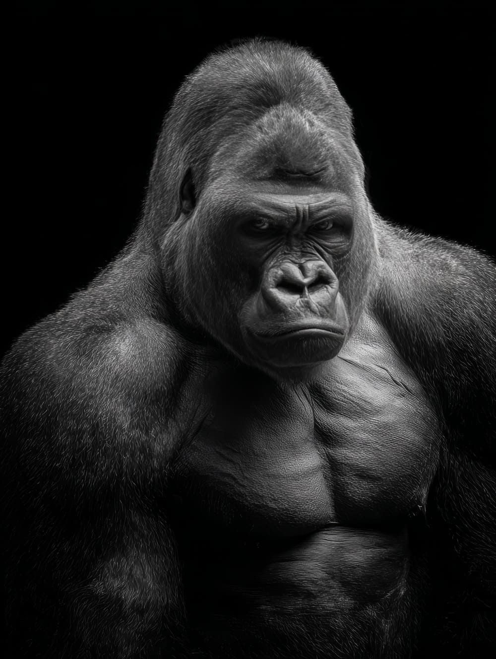 Tableau Gorille Puissant En Noir Et Blanc
