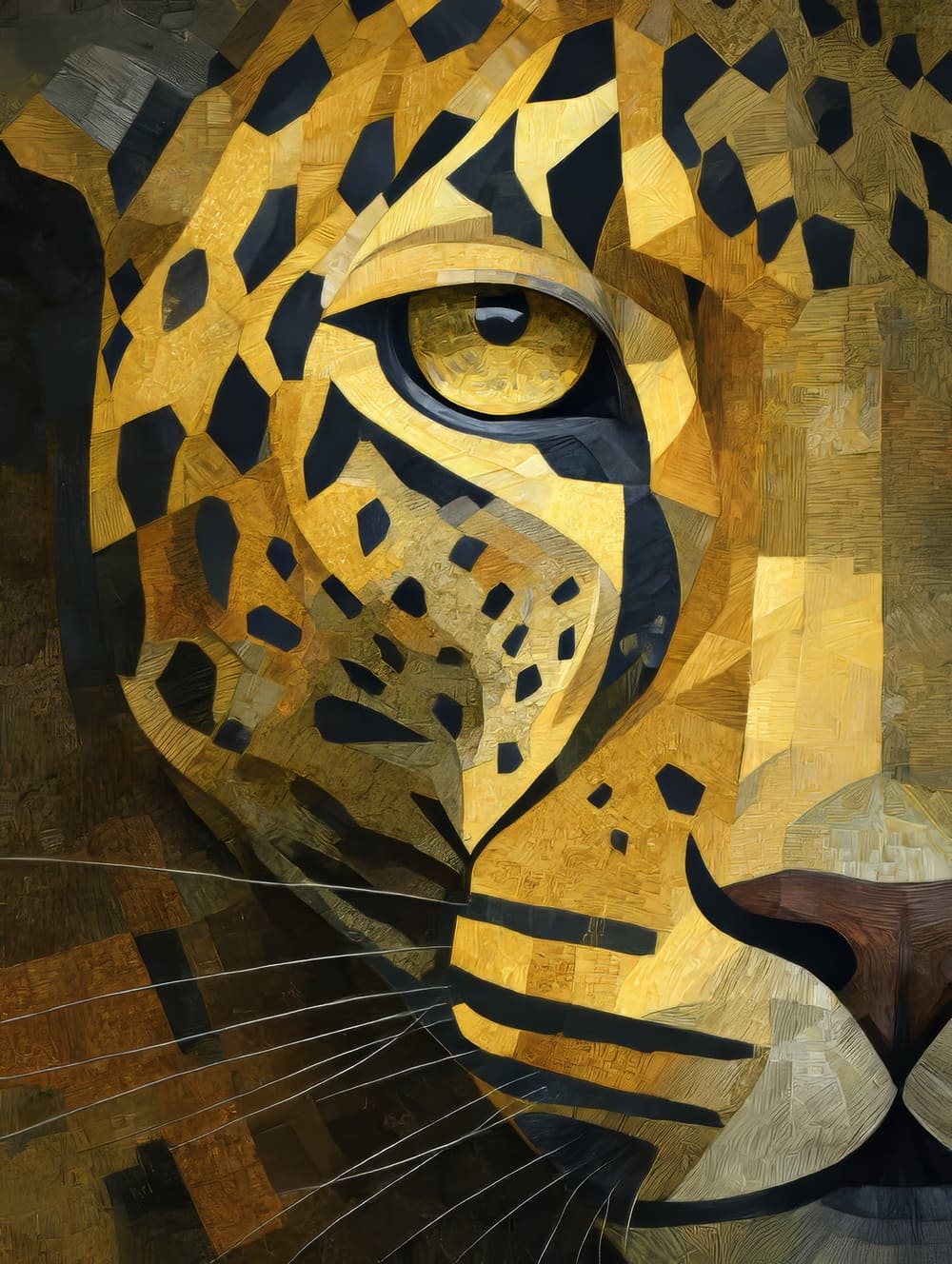 Tableau Léopard Cubisme