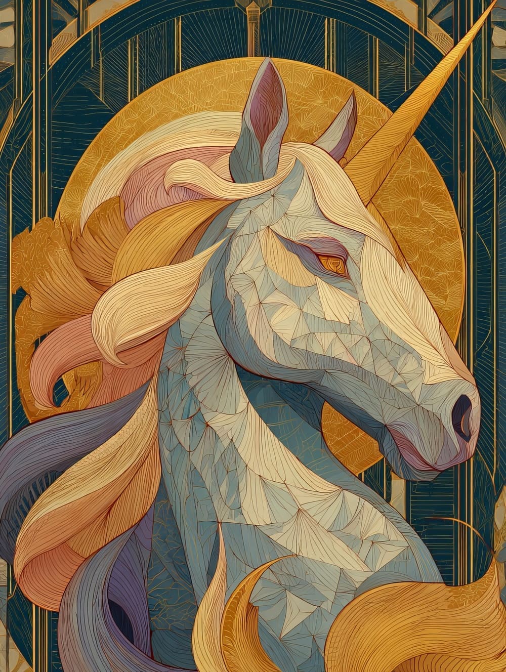 Tableau Licorne Art Déco