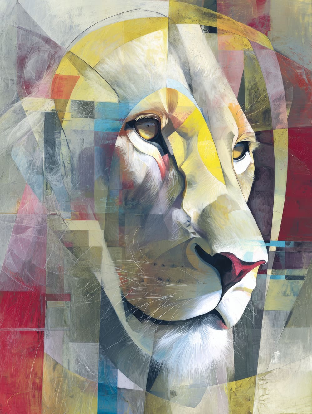 Tableau Lion Abstrait Artistique