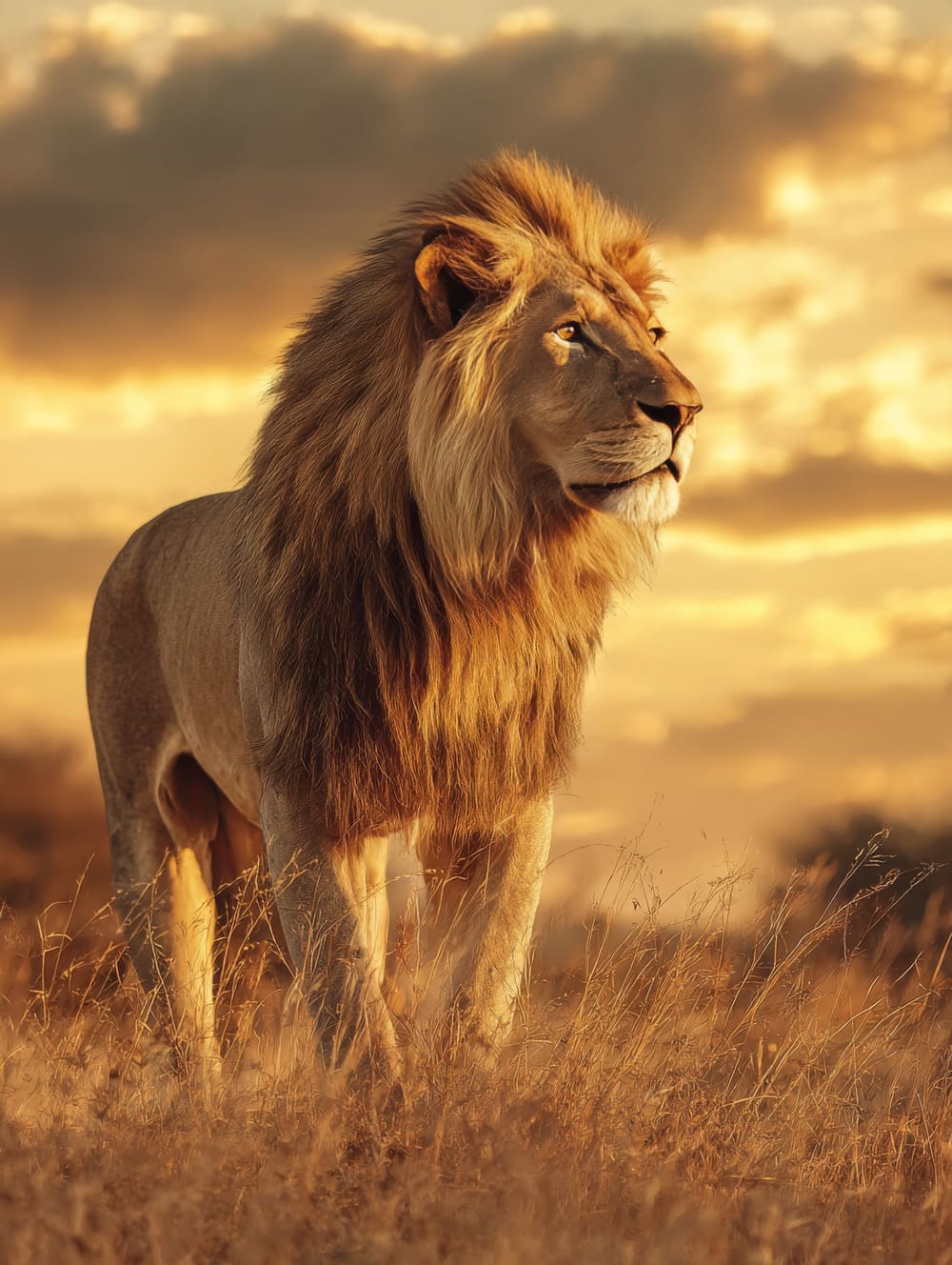 Tableau Lion Au Coucher De Soleil