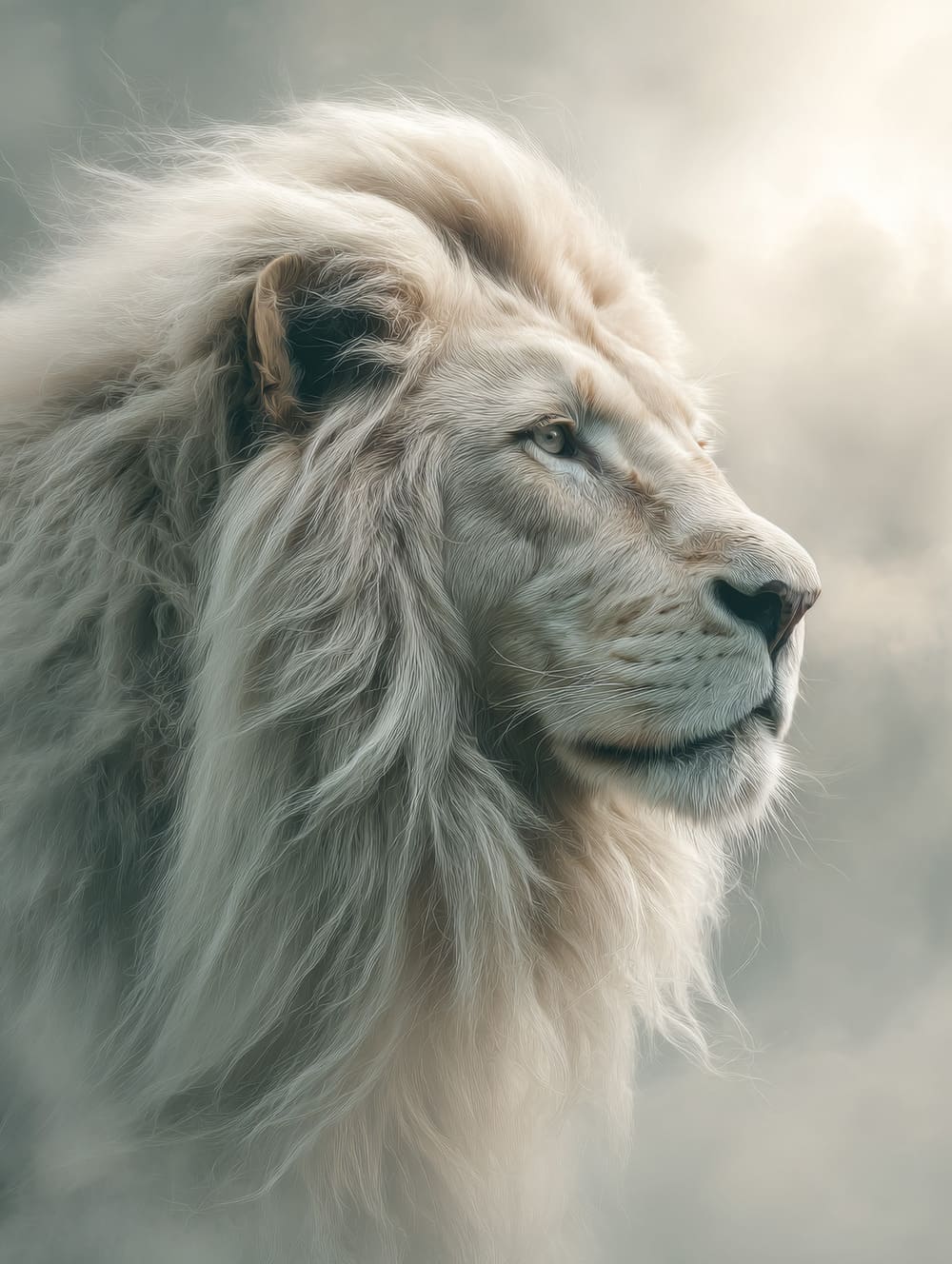 Tableau Lion Blanc Majestueux