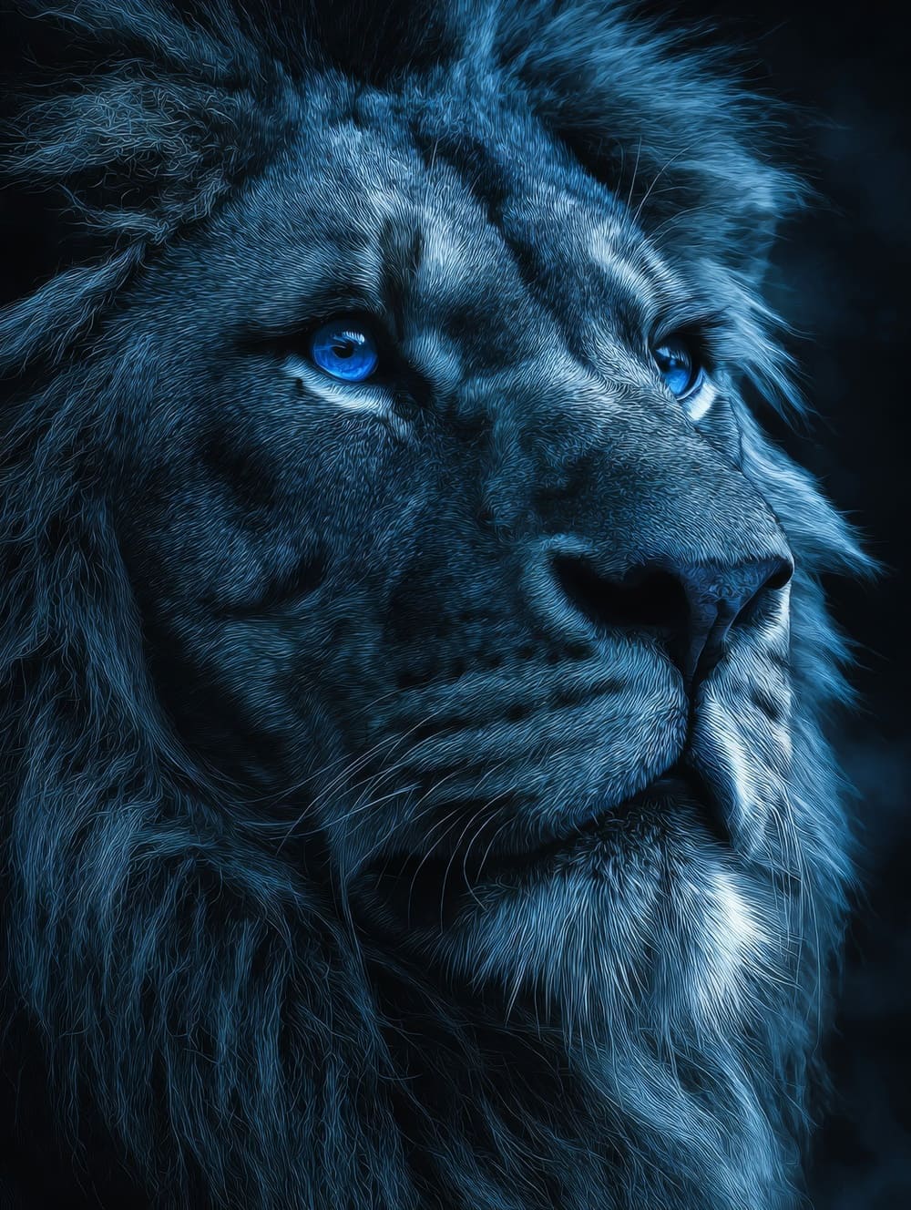 Tableau Lion Bleu