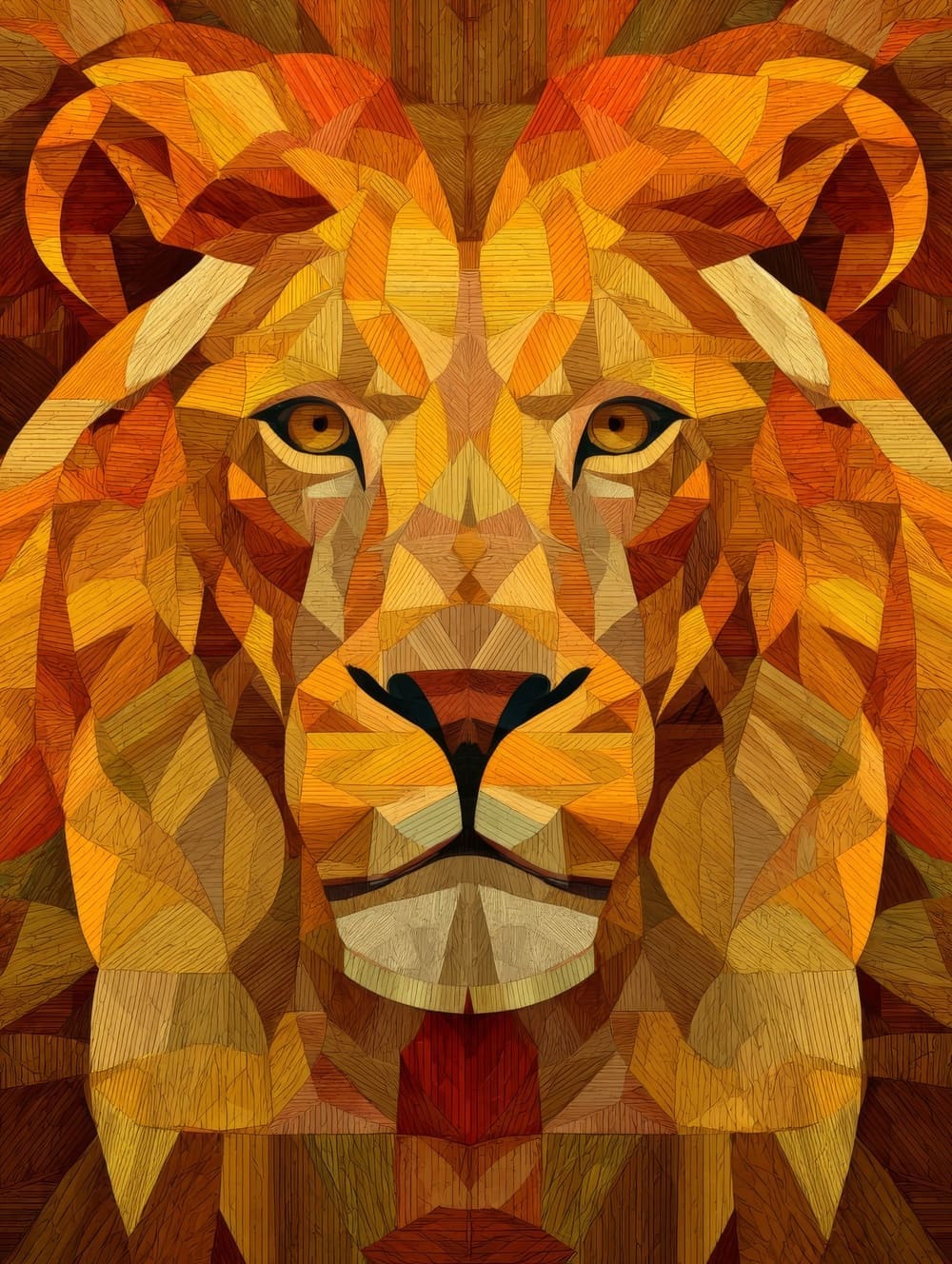 Tableau Lion Cubisme