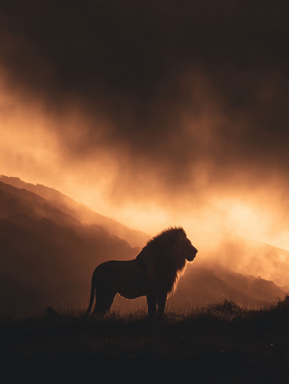 Tableau Lion En Contre-Jour