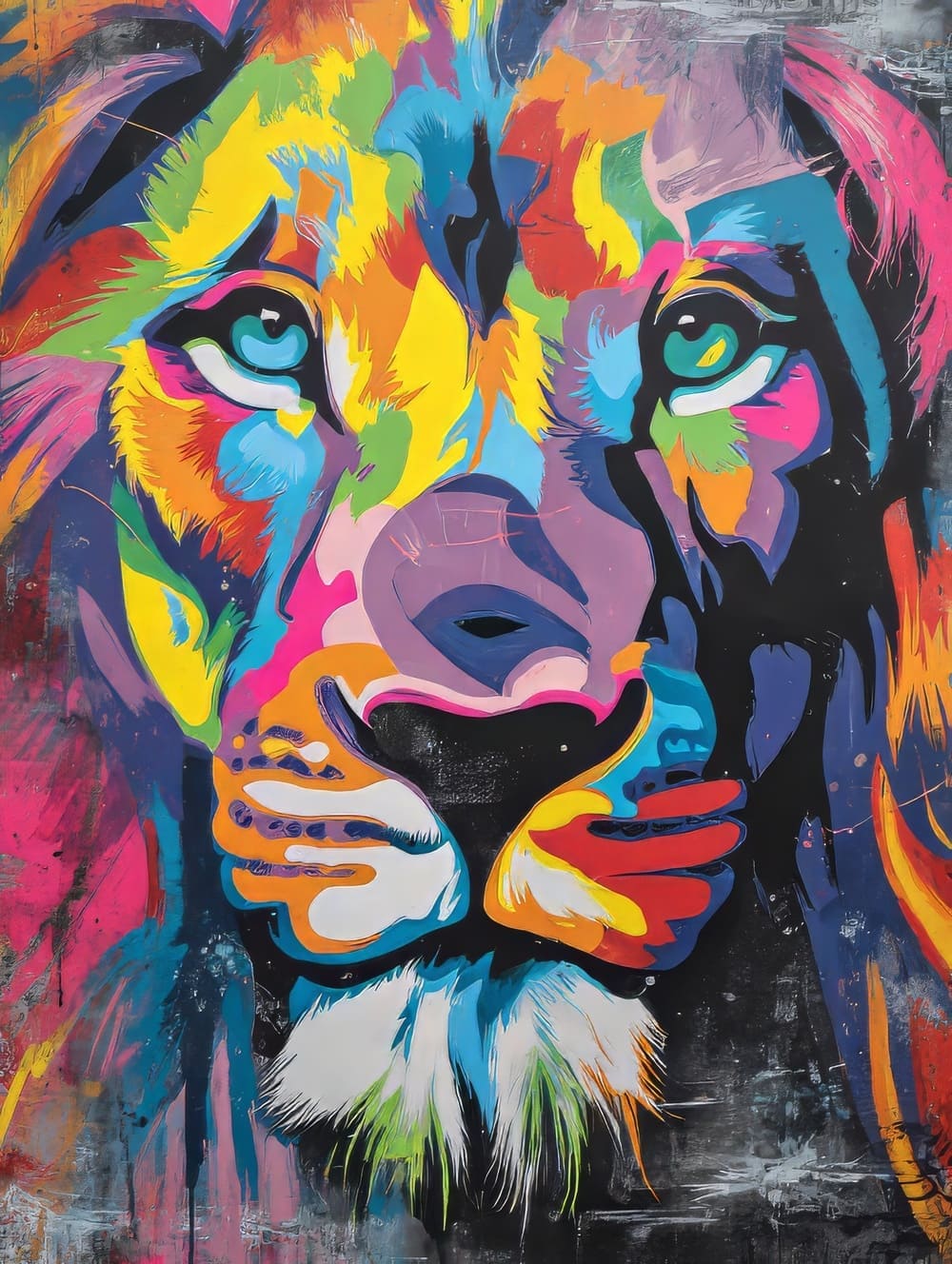 Tableau Lion Graffiti