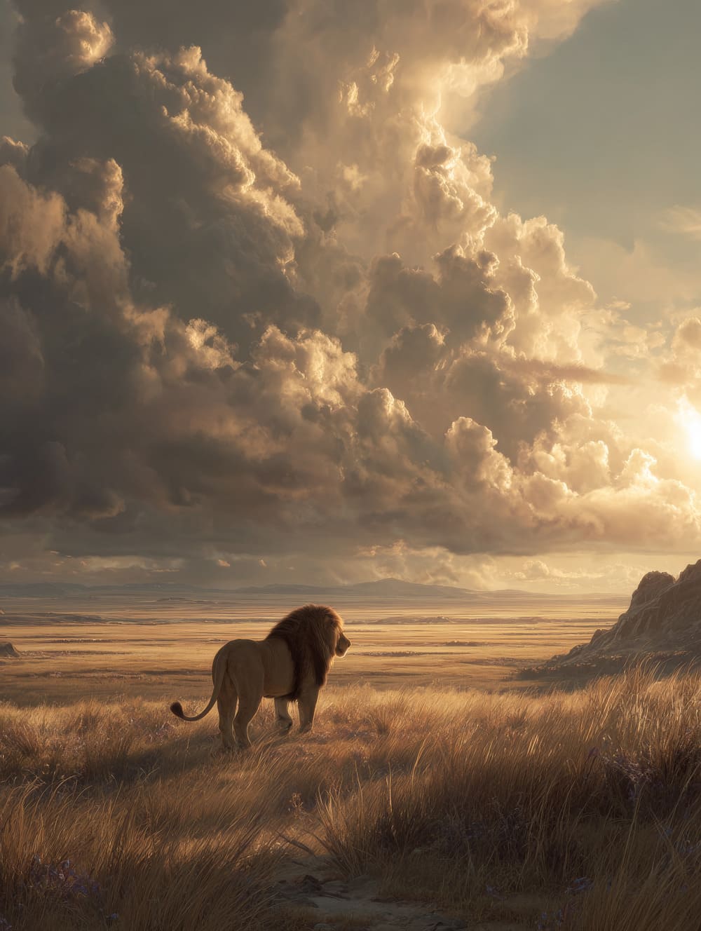 Tableau Lion Roi De La Savane (Scène Large)