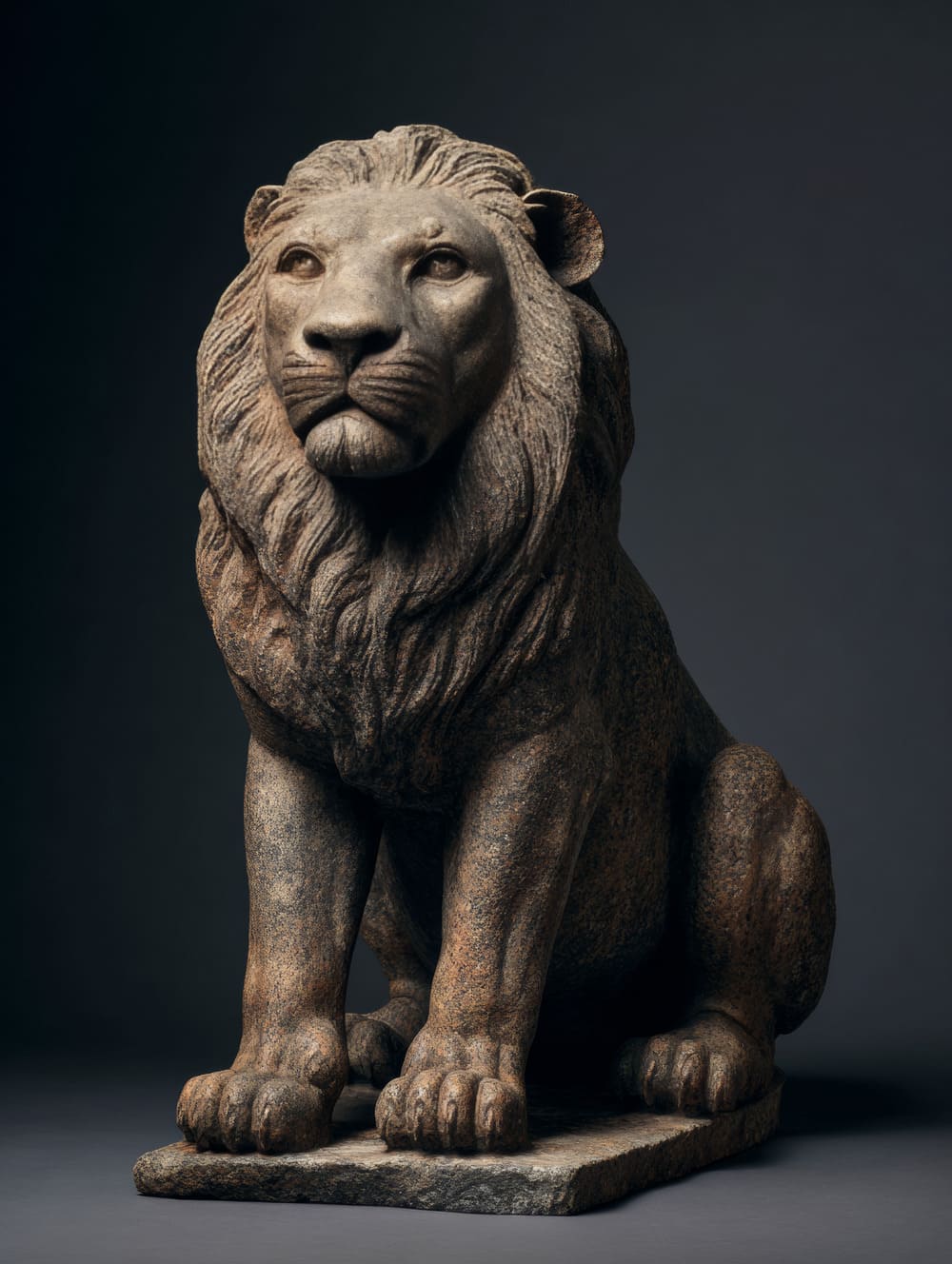 Tableau Lion Sculptural (Effet Statue / Pierre)