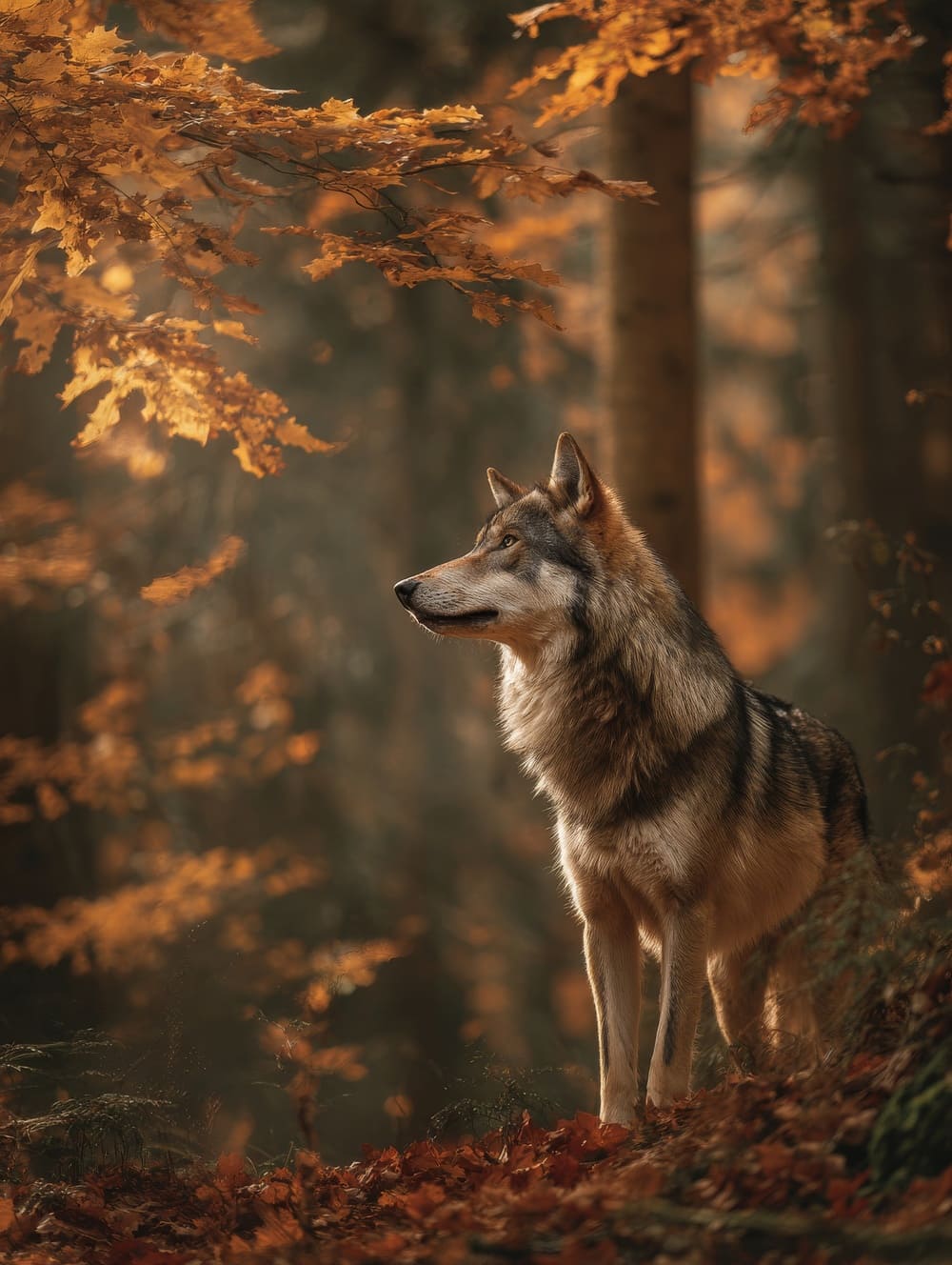 Tableau Loup Automne
