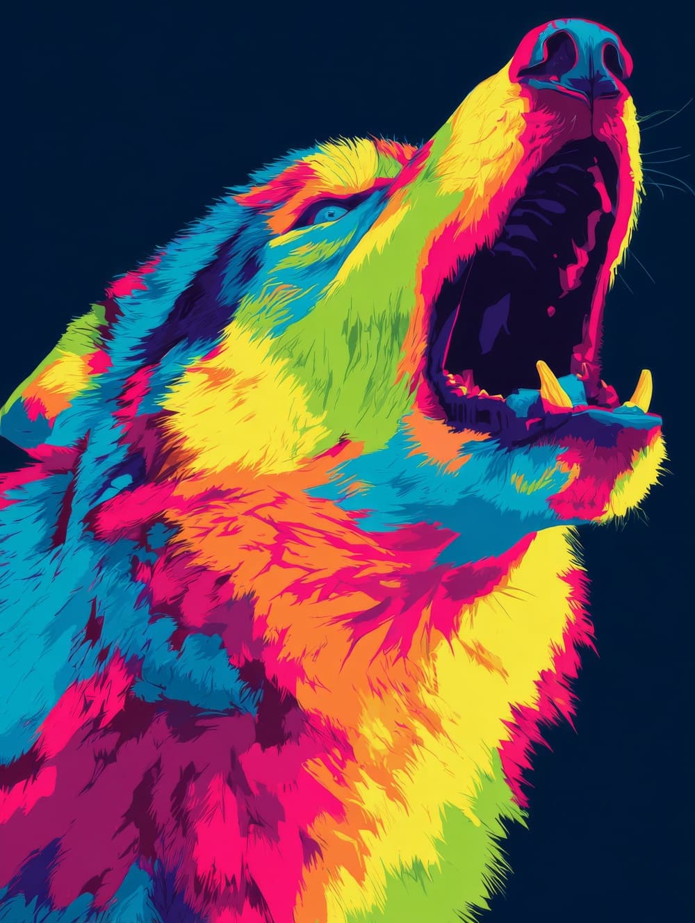 Tableau Loup Coloré